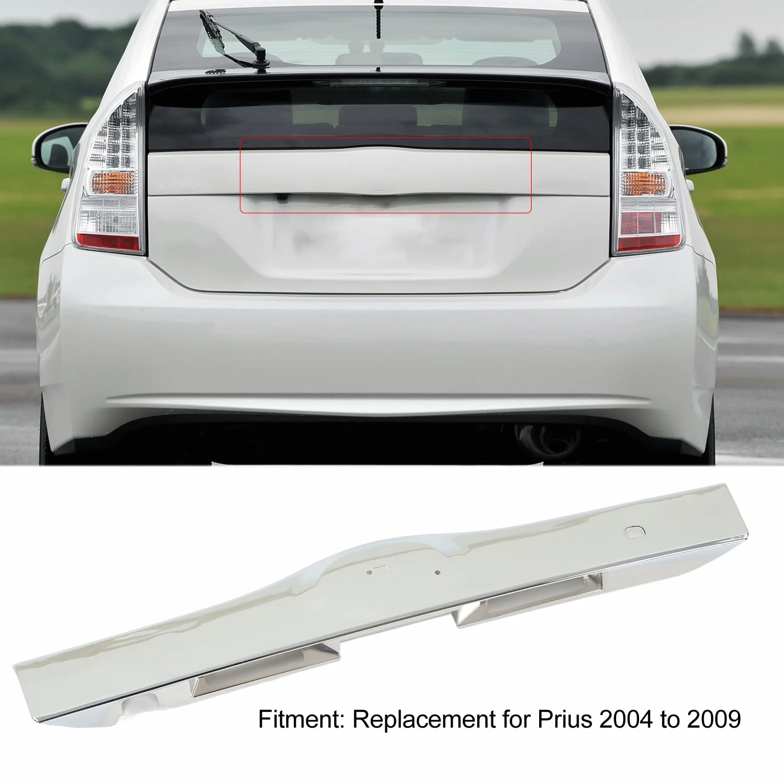 Osłona klamki drewniane klapy dla Prius 2004-2009 - Zamiennik OEM 7680147050C0 - Ozdoba klamki bagażnika dla Prius XW20 (Galwanizowane)