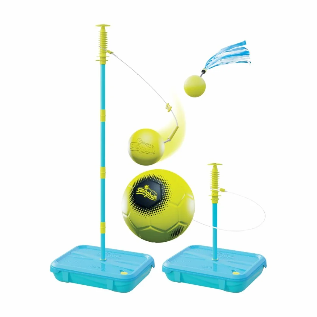Swingball Zestaw Multiplay 3 w 1 na dowolnej powierzchni - gra w piankę, nadmuchiwana piłka nożna, rakiety dziecięce - stabilna podstawa, od 4 lat, niebieski