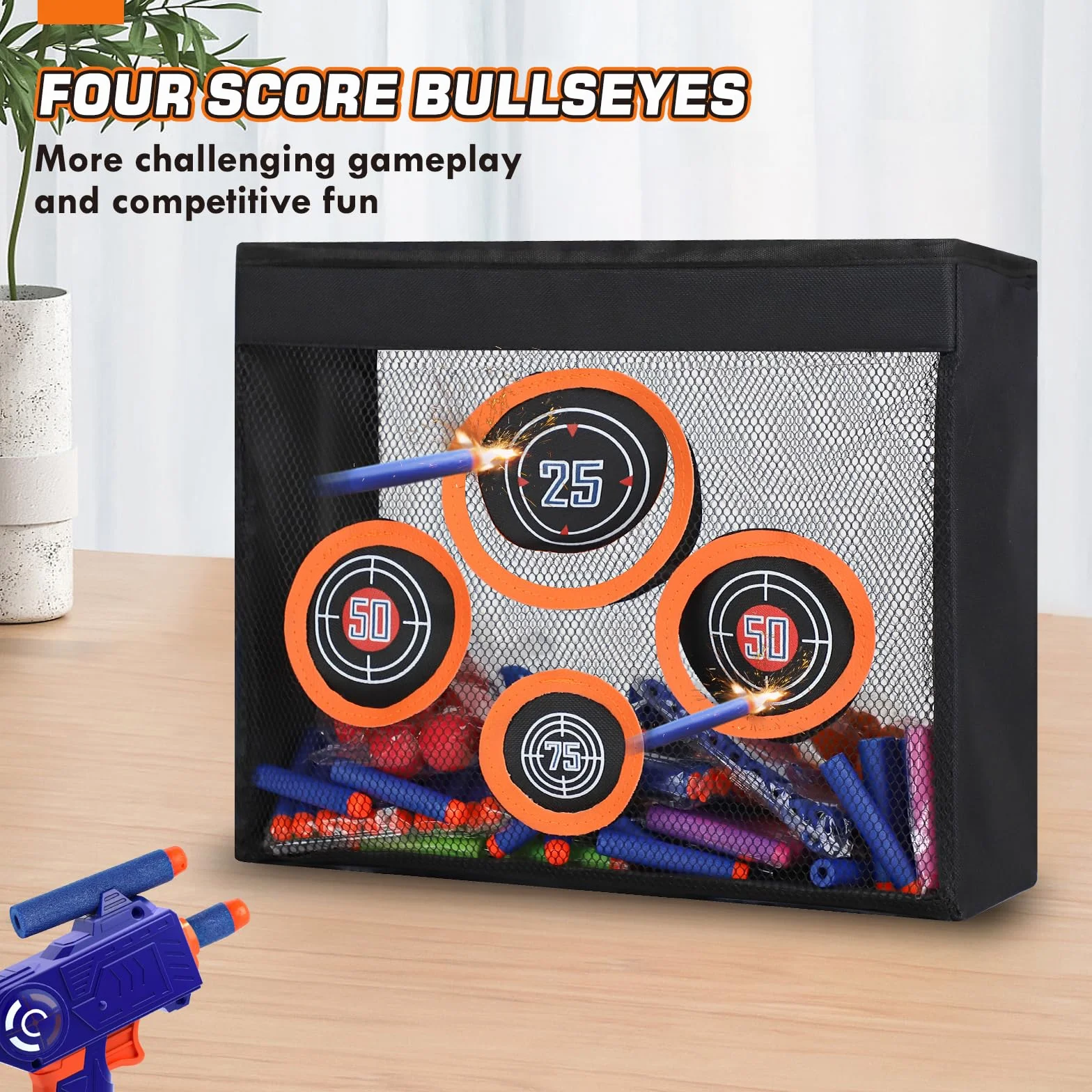Lehoo Castle Tarcza celownicza Nerf, 4 celowniki z siatki z uchwytem, 16,5 l Nerf organizer na akcesoria, prezent dla chłopców
