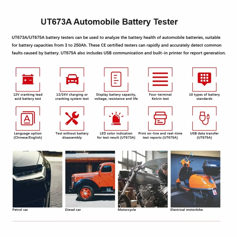 UNI-T UT673A Tester baterii 3Ah-250Ah