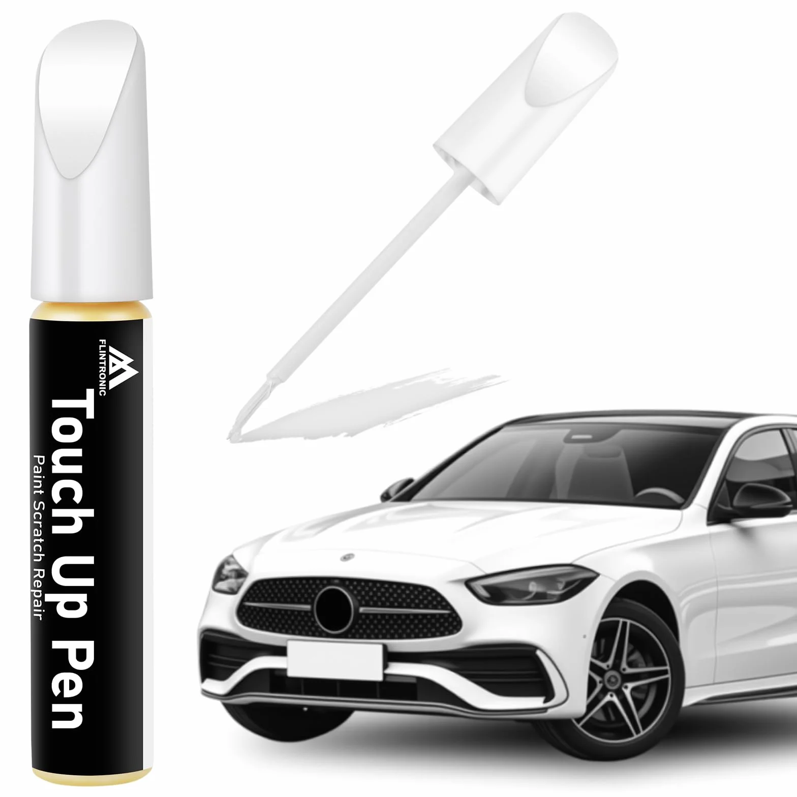 flintronic LC9A/0Q pisak do lakieru, biały, 12 ml, metaliczna farba naprawcza, dokładne dopasowanie, kompatybilny z VW/Volkswagen, do chipsów i zadrapań (biały)