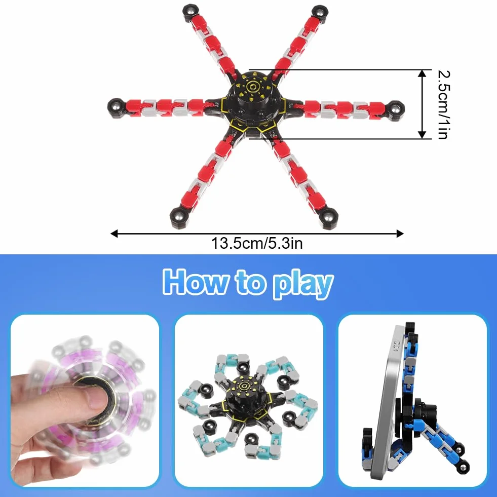 Ainiv Deformable Robot Fidget Spinner Toys, 10 szt. Transformujący łańcuch z palcami, zabawna, kreatywna zabawka Fidget DIY do łagodzenia stresu na palcach dla nastolatków i dorosłych, na imprezę