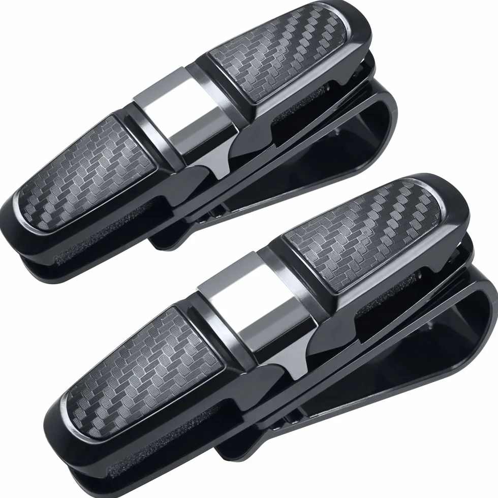 Finegood FG-glasses_holder_2 Uchwyt na Okulary do Samochodu, Czarny, 2 sztuki