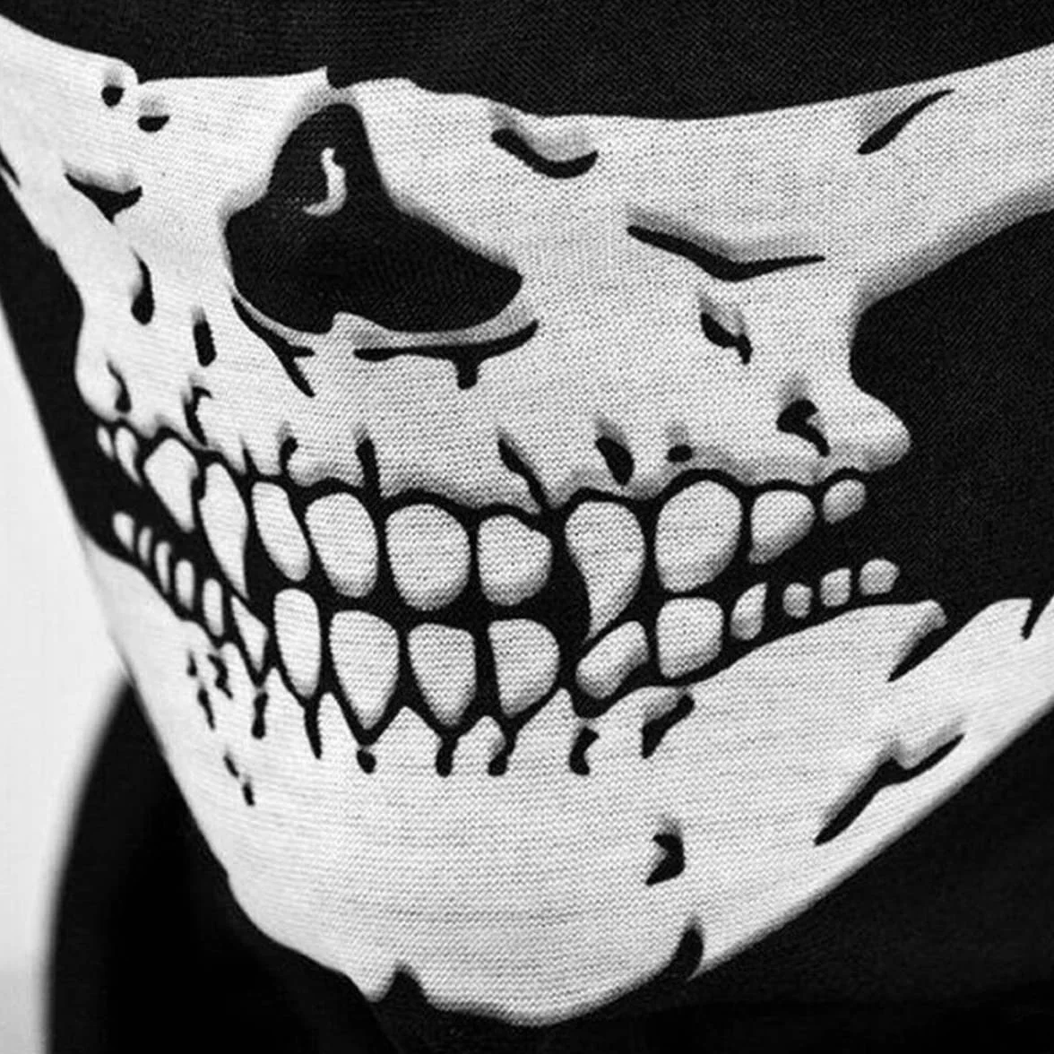 Janzoom 2 szt. maska na twarz motocyklowa czaszka maska pół twarzy motocykl szyja nakrycie głowy na zewnątrz narty czaszka impreza maski sport Halloween maska na rower motocykl kolarstwo czarna, Czarny