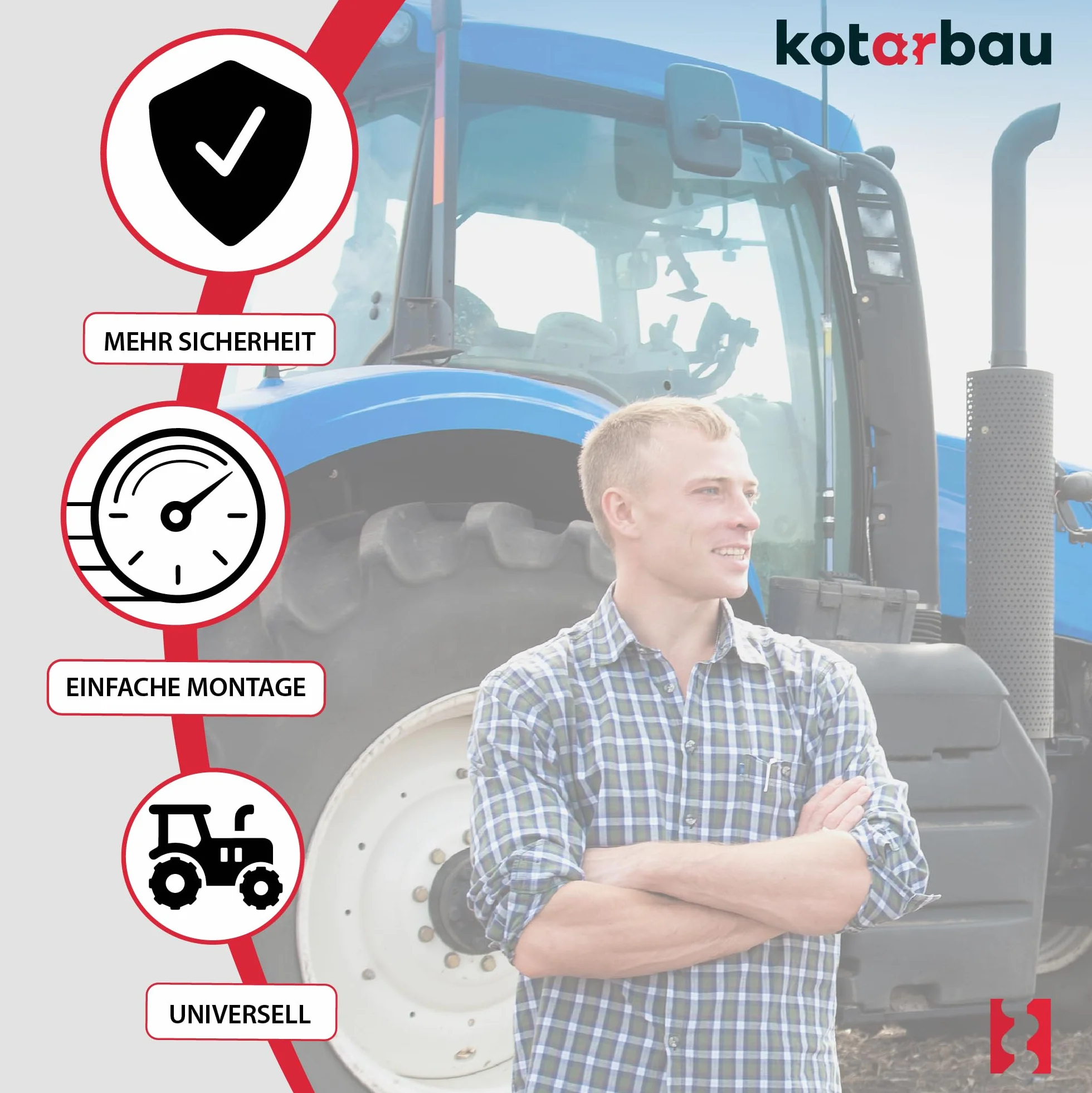 KOTARBAU® Lusterko Uniwersalne 19 x 23 cm do Ciągnika Ładowarki Koparki PCV Lustro do Sprzętu Rolniczego Zewnętrzne