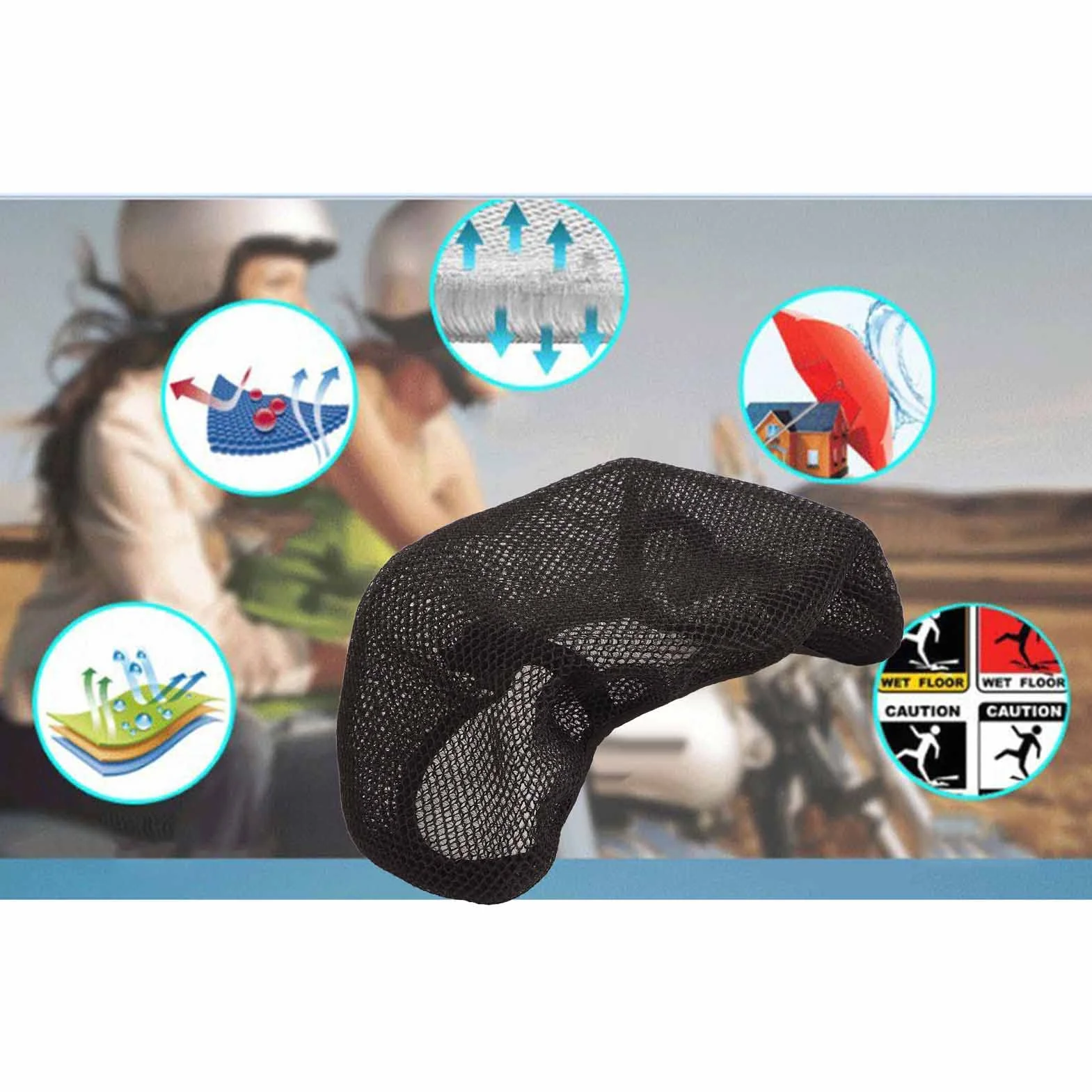 Cocoarm Motocyklowa Siatka Poduszka 3D Oddychająca Osłona Siedzenia Izolacja Ciepła Antypoślizgowa Projekt Uniwersalny dla Hulajnotów Motocyklowych Pojazdów Elektrycznych