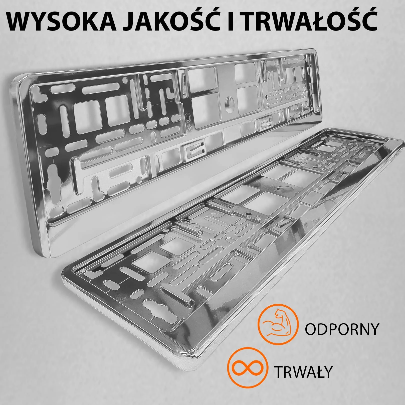 Uchwyt tablicy rejestracyjnej chrom 520x110 mm 2 szt. Ramka do tablic rejestracyjnych PL