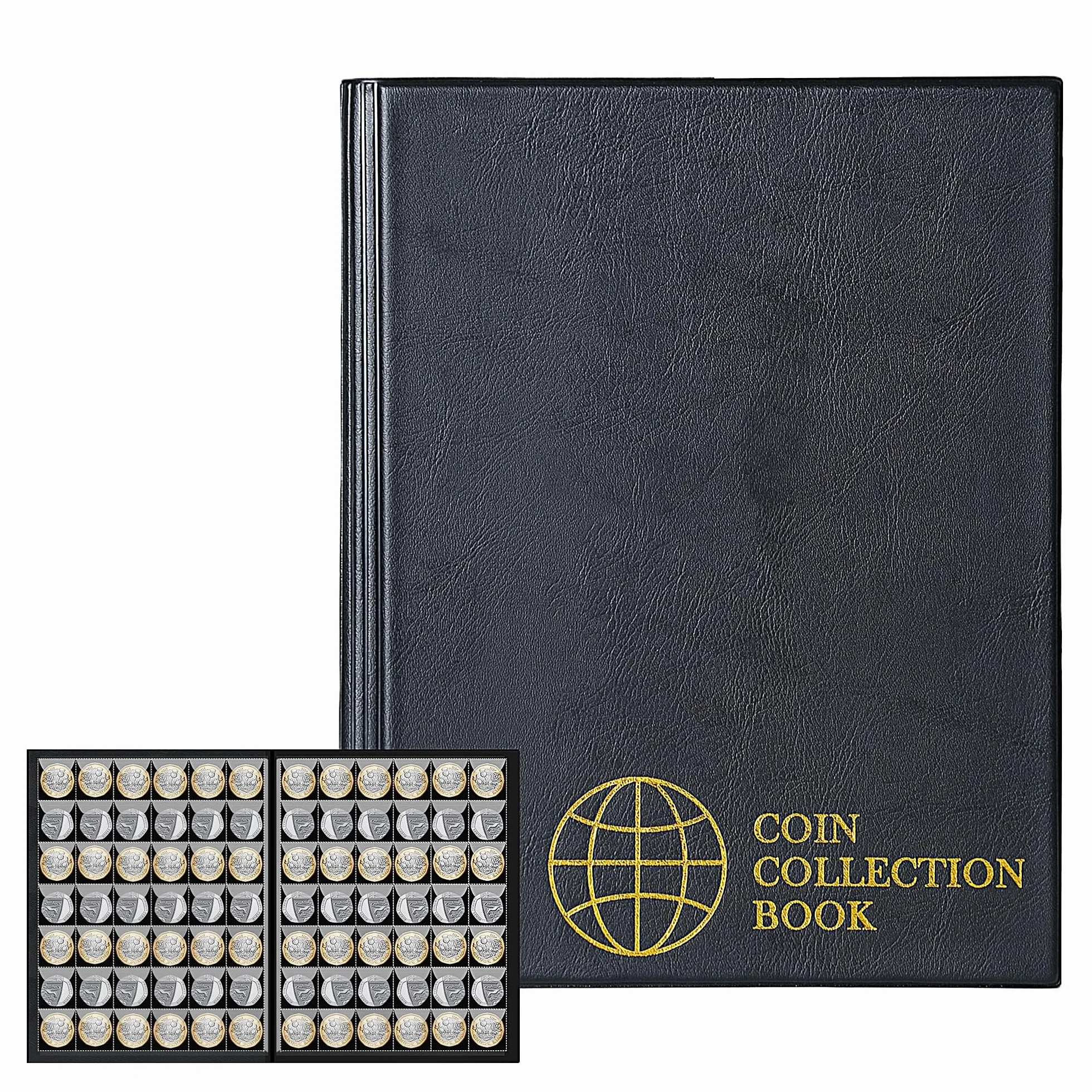 420 kieszeni album na monety – 3 x 2,8 cm kratka czarna książka na monety 10 stron uchwyt na monety rozmiar litery książka do przechowywania monet 3 x 2,8 cm kieszeń CS0242BK