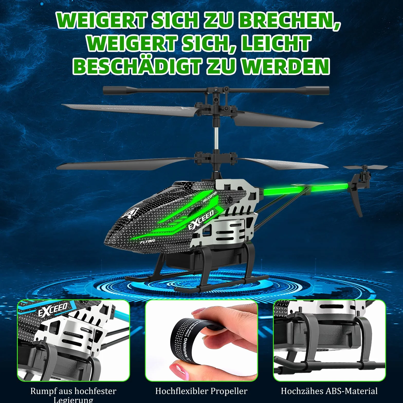 BuzzoXerex Zdalnie sterowany helikopter, 2.4G RC Helikopters, dziecko z oświetleniem LED i 3,5 kanałów, zdalnie sterowany samolot z żyroskopem i stałą wysokością, idealny prezent dla dzieci dorosłych
