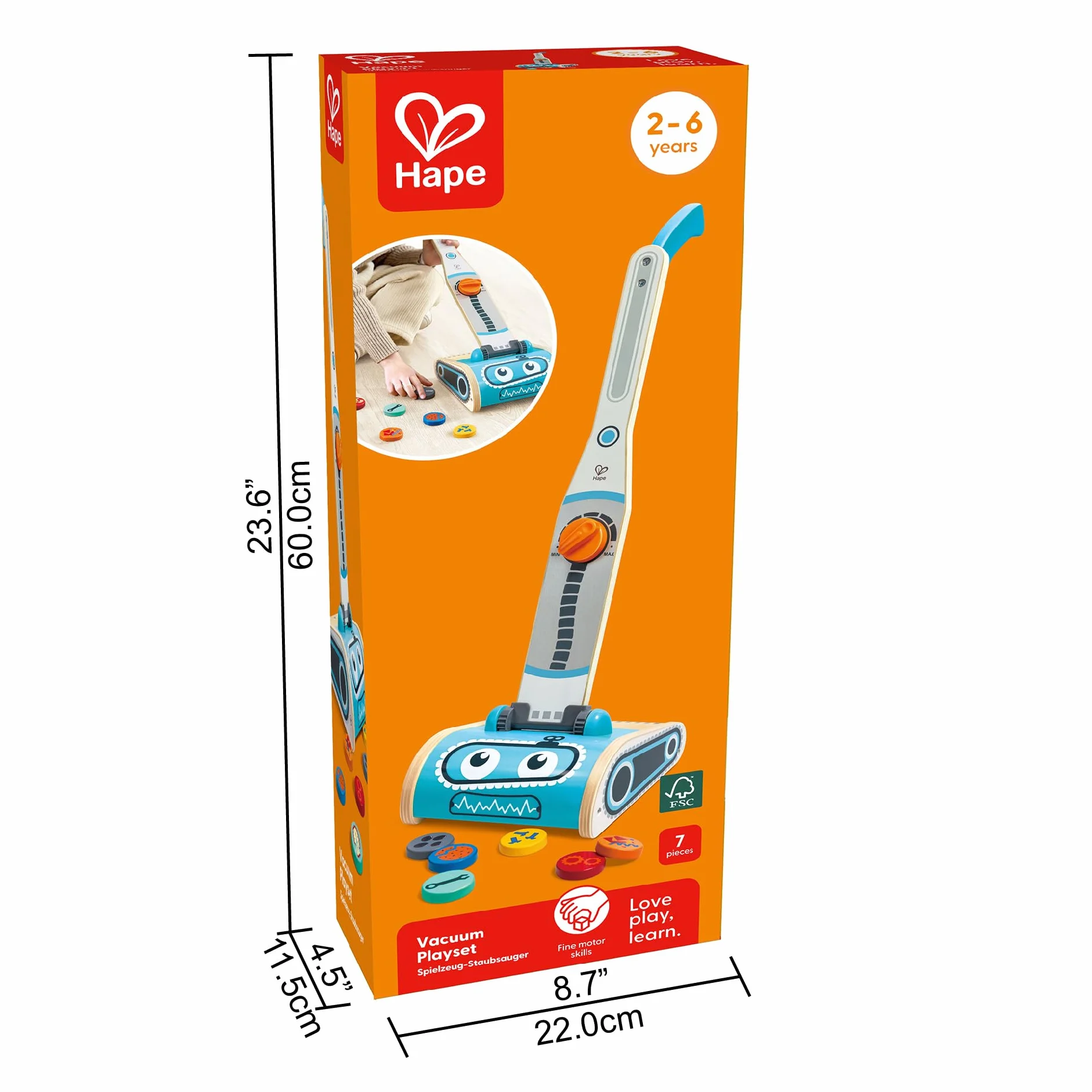 Hape Odkurzacz zabawkowy, zabawka do odgrywania ról, od 24 miesięcy