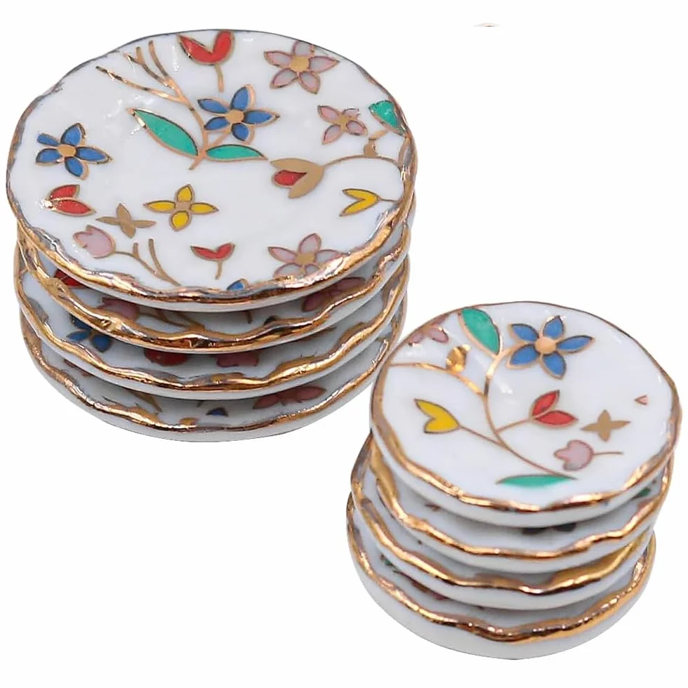 Alnicov 15-częściowy zestaw obiadowy kubki porcelanowe akcesoria do domku dla lalek dla 1/12 domek dla lalek Barbie Lundby domek dla lalek Mini domek dla lalek