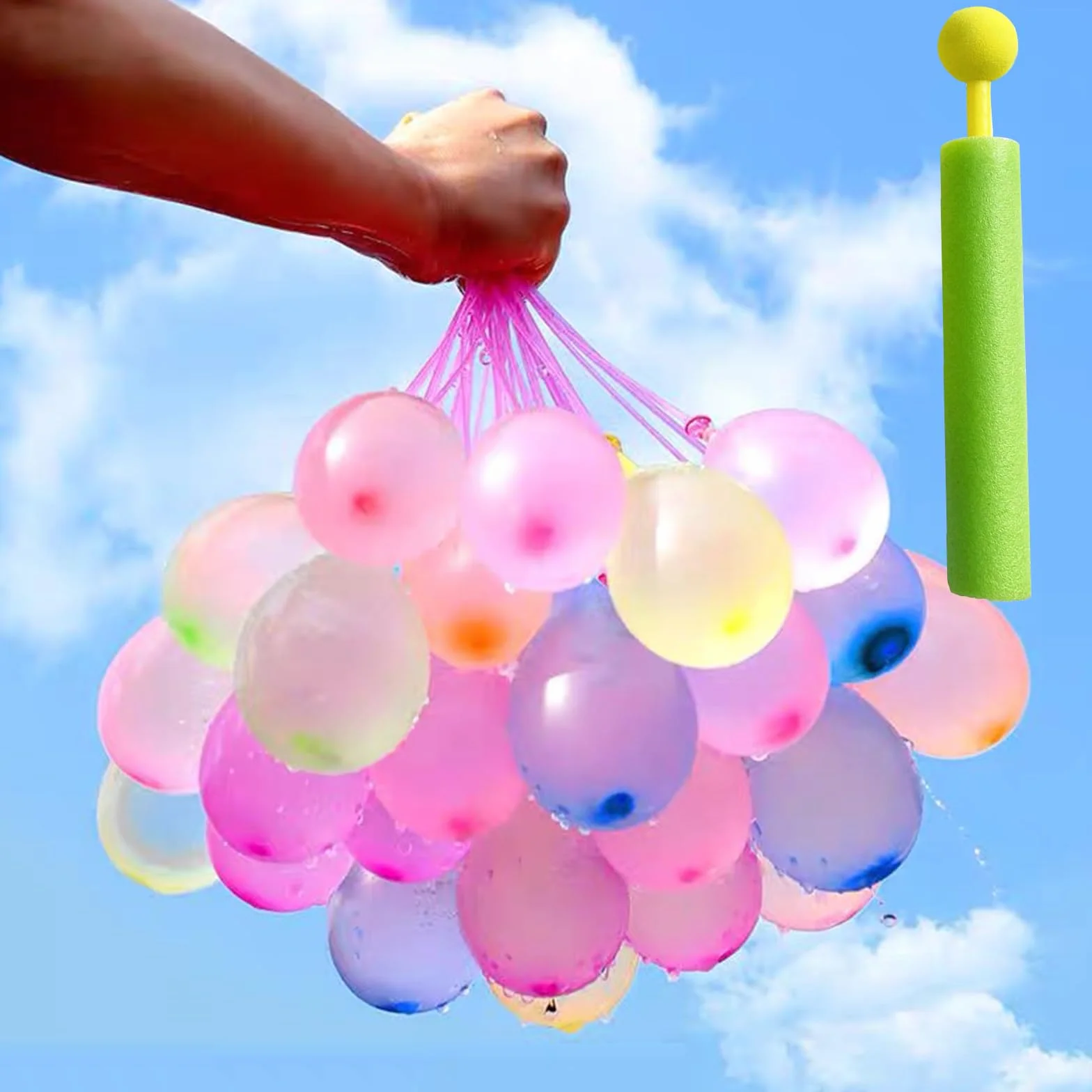 Samouszczelniające się bomby wodne, balony wodne, kolorowy balon wodny dla dzieci, szybkie napełnianie bombami wodnymi, 111 balonów wodnych + 120 zapasowych balonów + 1 pistolet na wodę