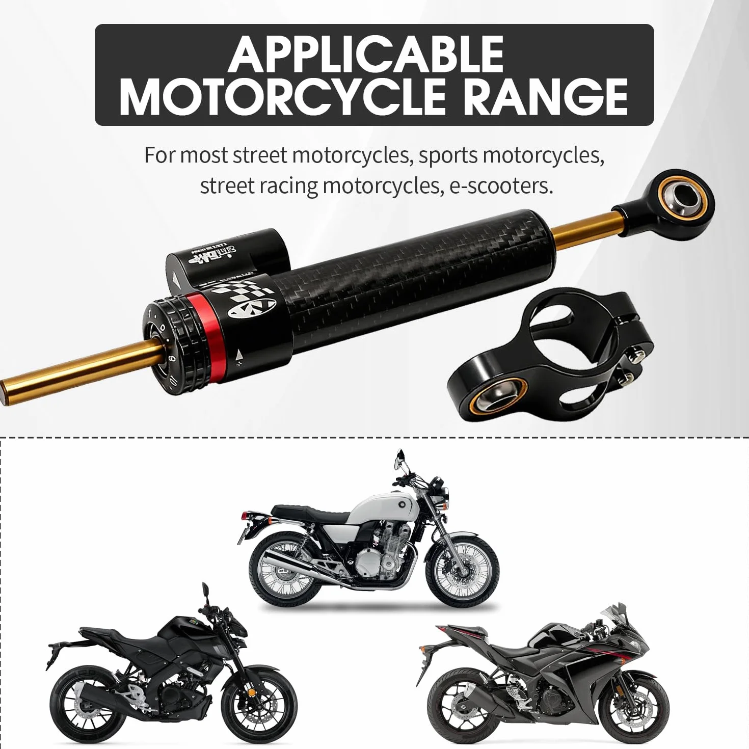 JFG RACING 10" Uniwersalny stabilizator kierownicy motocykla