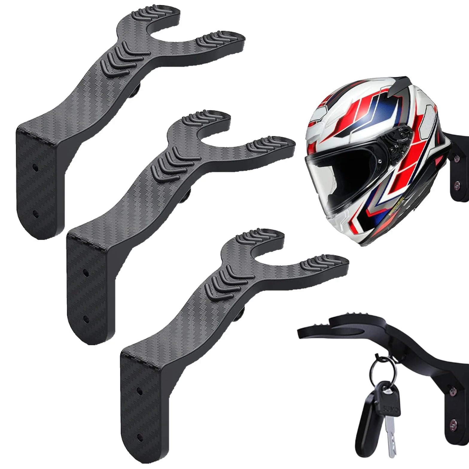 3 sztuki czarnych uchwytów na kask, do montażu na ścianie, na kask, kurtki, czapki, plecaki i szale, do pomieszczeń wystawowych, salonu, korytarza