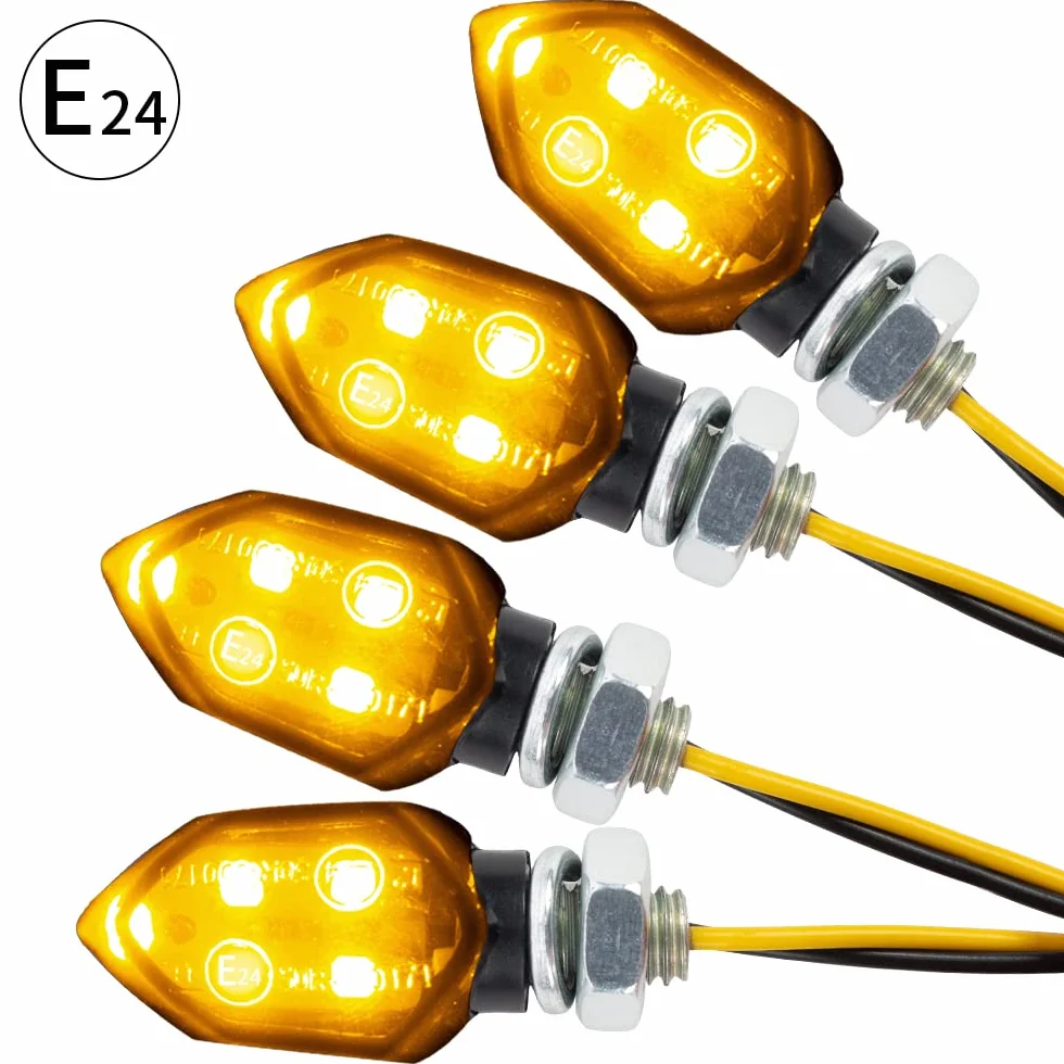 Kierunkowskazy motocyklowe ECE R50 12V IP65 M8 bursztynowe