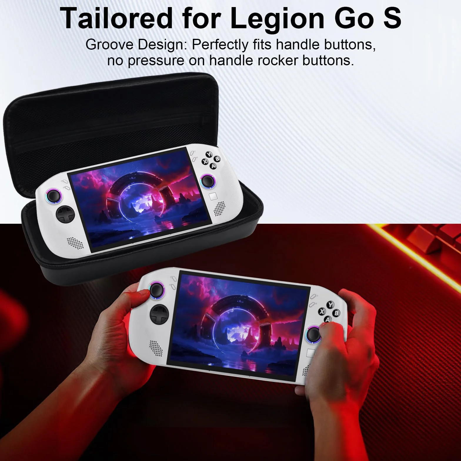 Etui do Lenovo Legion Go S, odporna na wstrząsy, twarda obudowa EVA z wodoodporną ochroną, niestandardowe dopasowanie do przenośnej konsoli i akcesoriów Legion Go, przyjazna w podróży, kompaktowa