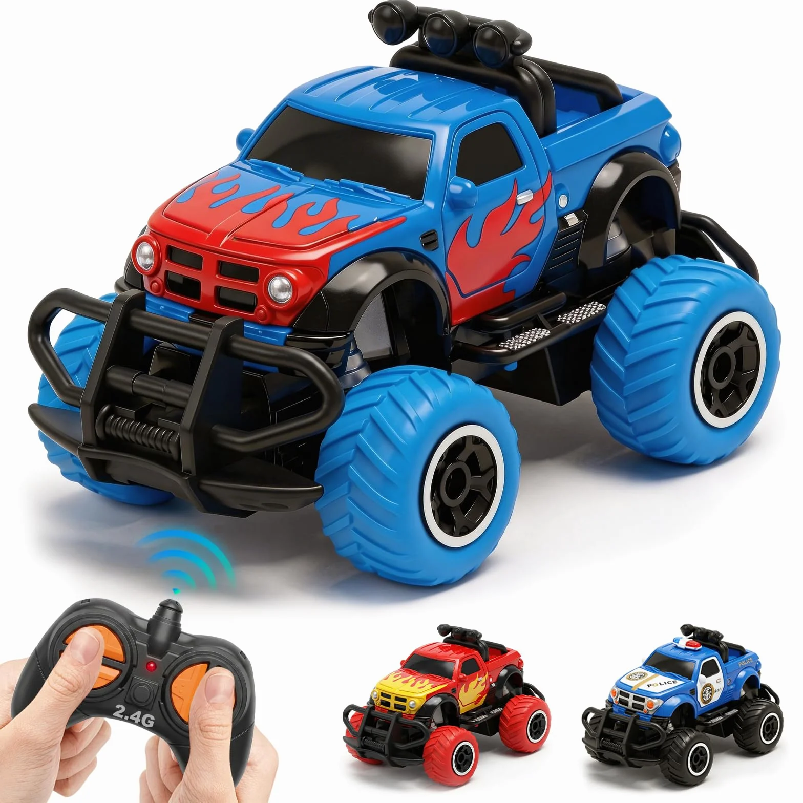 Pup Go Monster Truck zdalnie sterowany samochód ze światłem dla dzieci w wieku 3-9 lat, wytrzymały, mini samochód RC, szybki samochód offroad, do użytku wewnątrz i na zewnątrz, zabawka dla małych