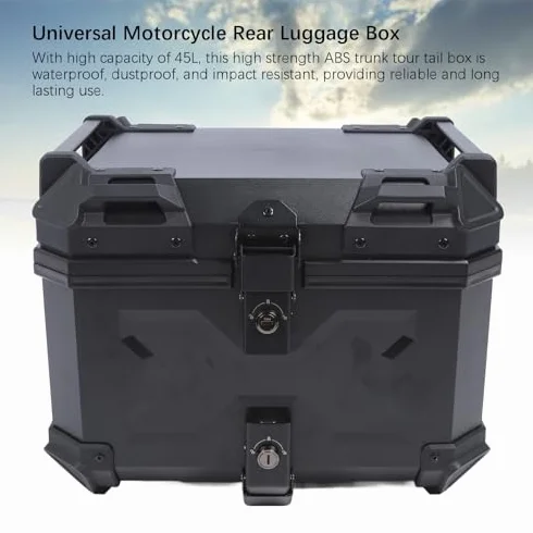 Kufer na Motocykl 45L Wodoodporny Aluminiowa Skrzynia Bagażnika z Oparciem