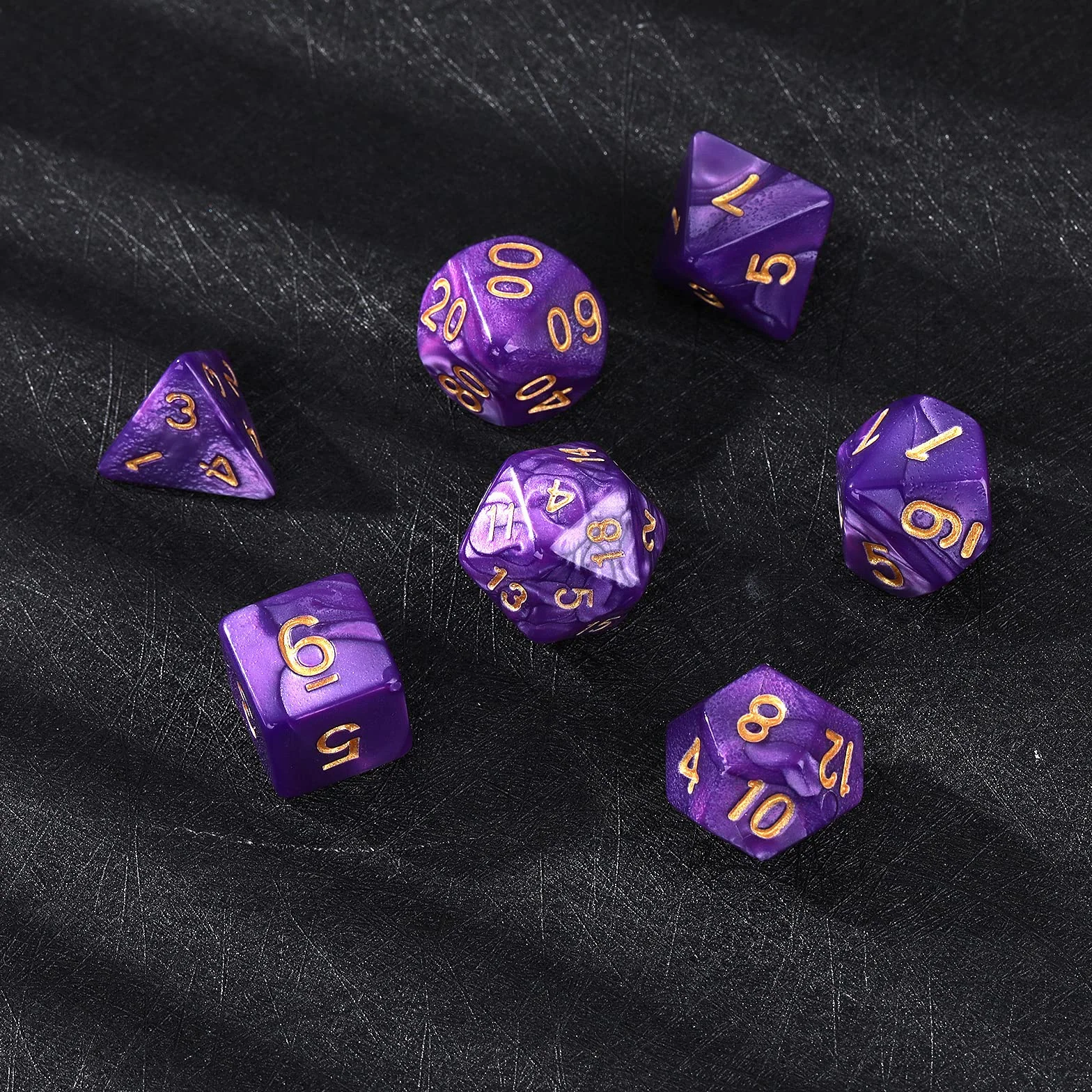 Zestaw kości Dungeon and Dragons, 7 szt., fioletowa, mgławica, kości wielościenne, RPG, gry stołowe, D&D D20, D12, D10, D8, D6, D4, fioletowe