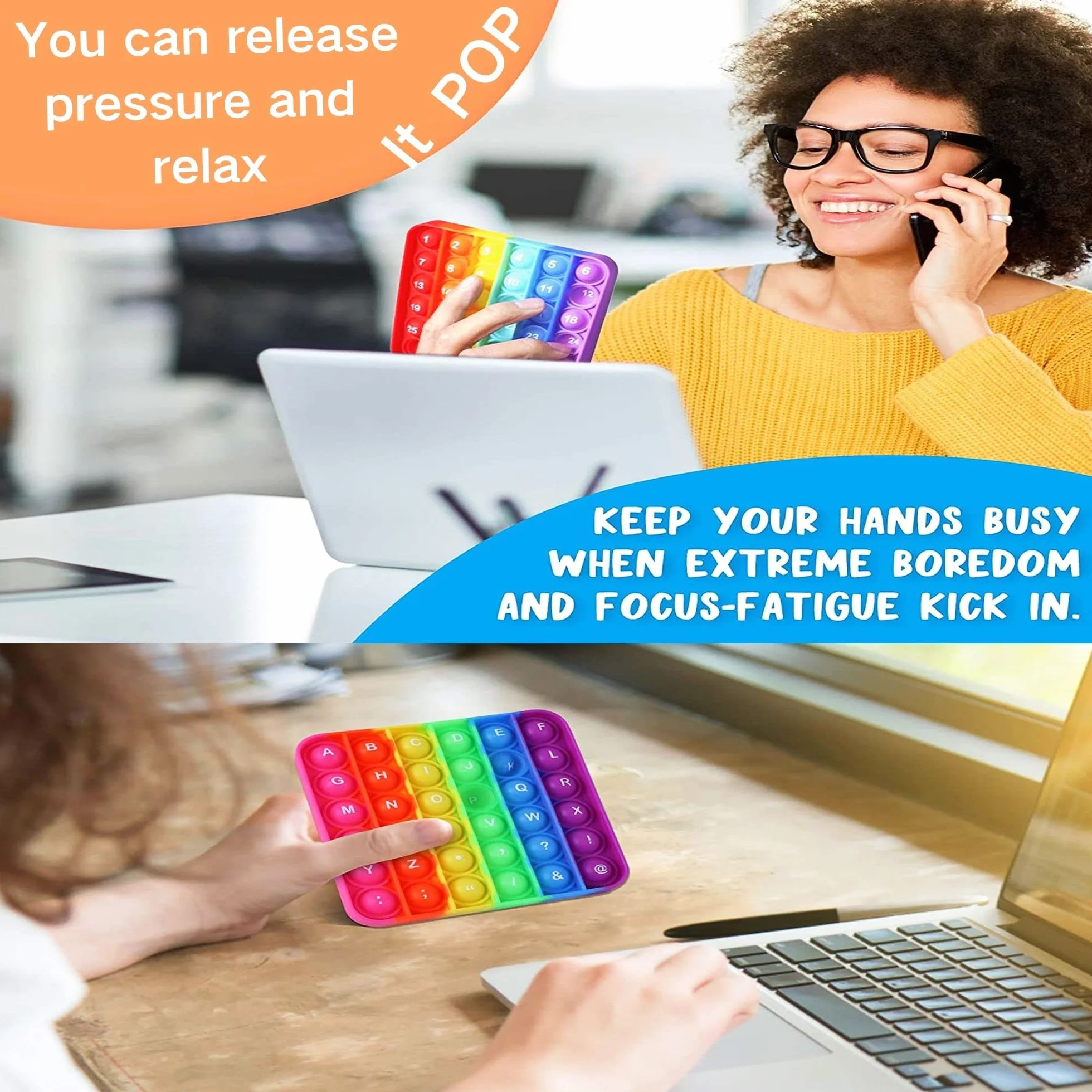 Pop Fidget Toy, Push Bubble Sensory Wybuchające silikonowe bąbelki sensoryczne Zabawka edukacyjna Matematyka Zabawki antystresowe Pop łagodzą stres i niepokój [Losowy]