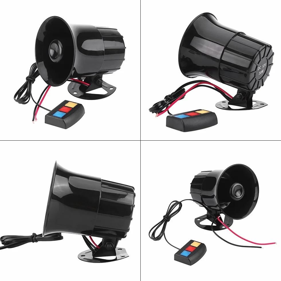 Qiilu QL04306 12V 30 W Car Motorcycle Alarm Warning Syrena Horn 3 Sound Głośnik