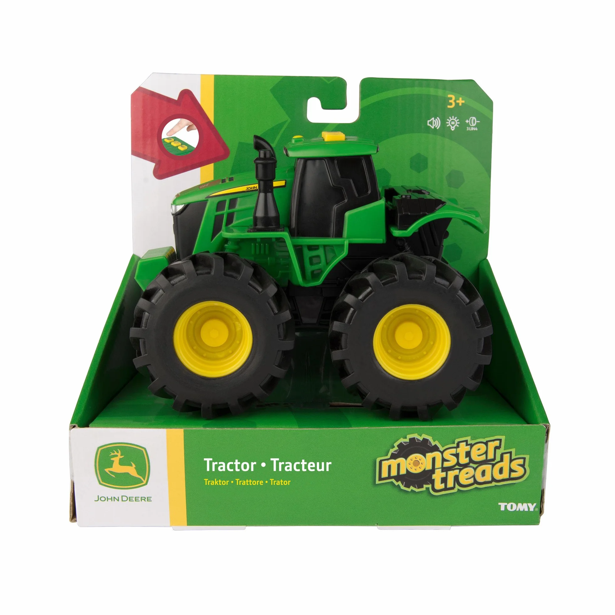 John Deere 46656 Traktor, Monster Treads ze światłem i dźwiękiem w kolorze zielonym, zabawkowy traktor z efektami świetlnymi i dźwiękowymi, do zabawy i kolekcjonowania, prezent dla dzieci, zabawka dla