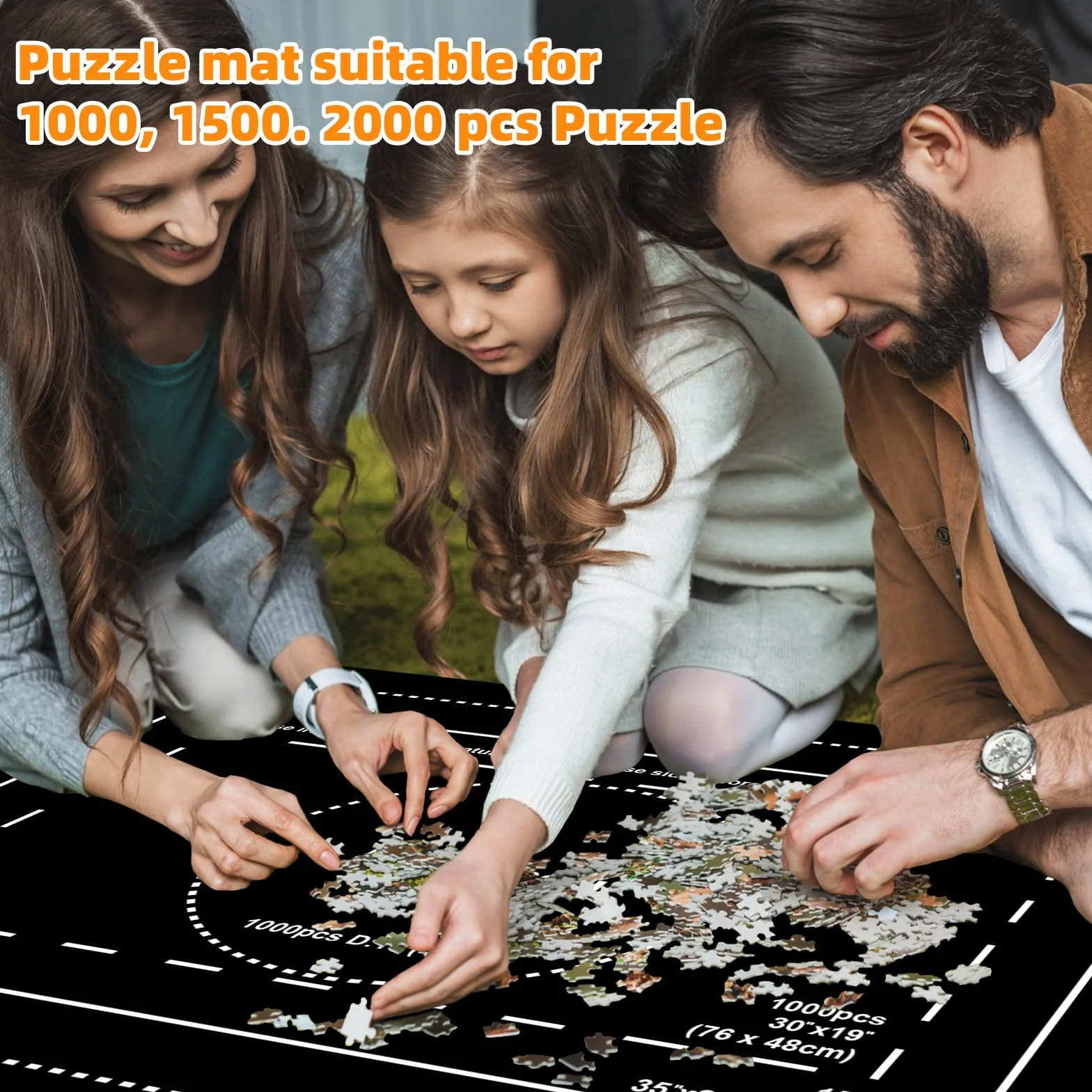 MOZOOSON Mata filcowa do puzzli 2000 sztuk, przenośna i do przechowywania, zwijalna z akcesoriami dla dzieci i dorosłych