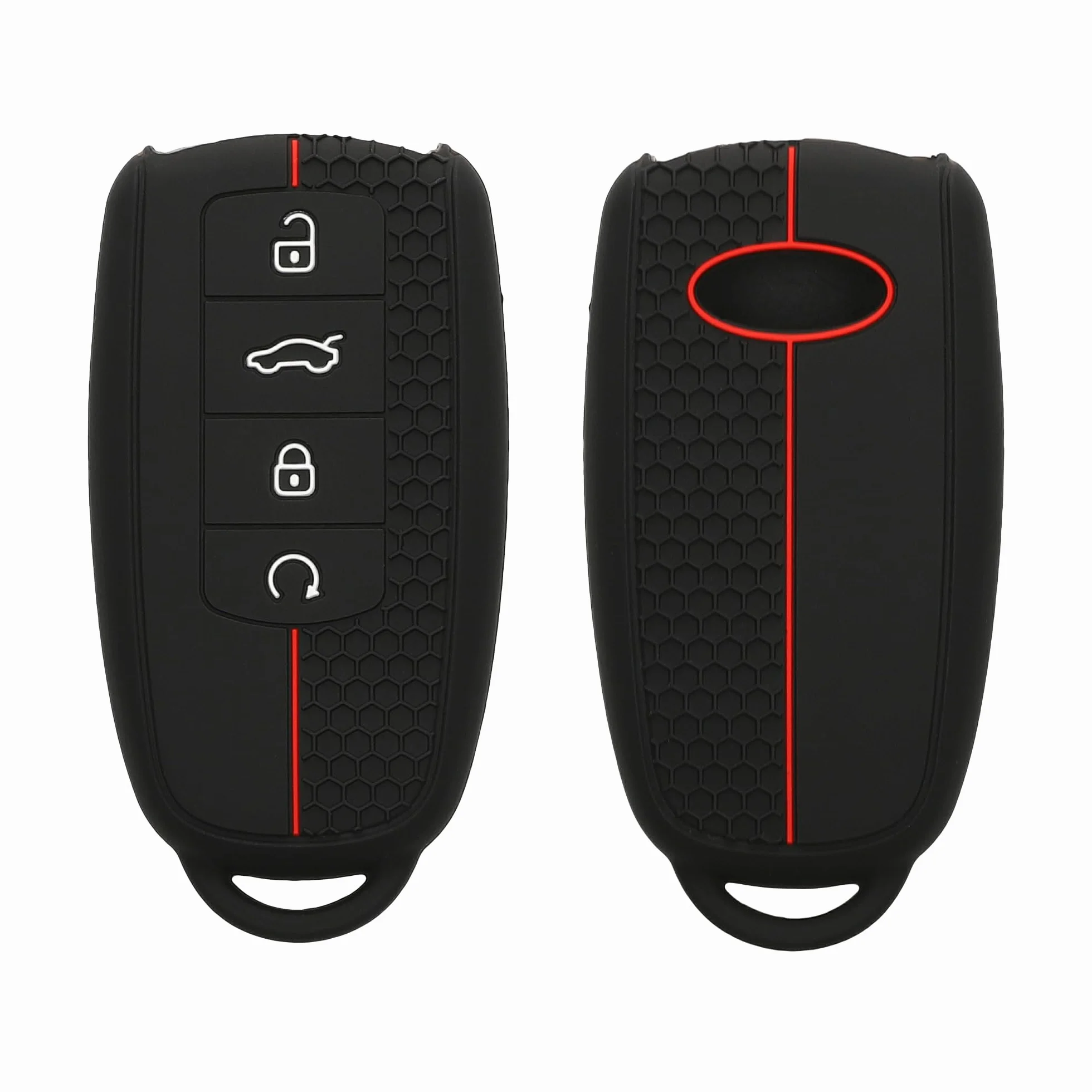 kwmobile Silikonowe etui ochronne na kluczyki samochodowe kompatybilne z Chery Omoda C5 Jaecoo 7 Tiggo 7 Pro 8 Pro Arrizo 5 - czarny/czerwony