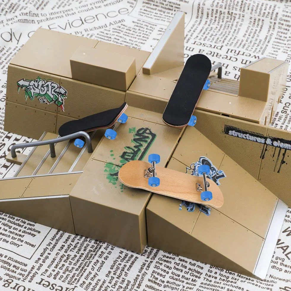 Griffbrett Fingerskateboards, Professionelle Mini-Legierung Komplettes Holzahorn-Deck-Set Interaktives Spiel Kindergeschenke(Dunkelblau)