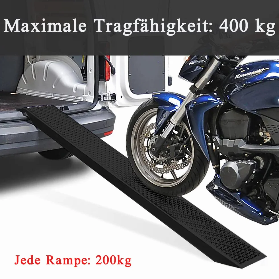 LZQ Rampa najazdowa, stal ocynkowana, 400 kg, 135 x 23 x 4,5 cm, czarna, powierzchnia, antypoślizgowa, szyna najazdowa, rampa załadunkowa, do motocykli, quadów, samochodów osobowych