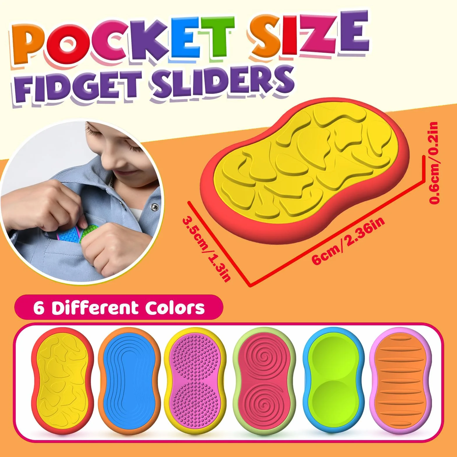 magnetyczne zabawki fidget slider, silikonowe, sensoryczne zabawki dla autyzmu i ADHD, redukujące stres, zabawki antystresowe, dla dorosłych i dzieci, 6 sztuk