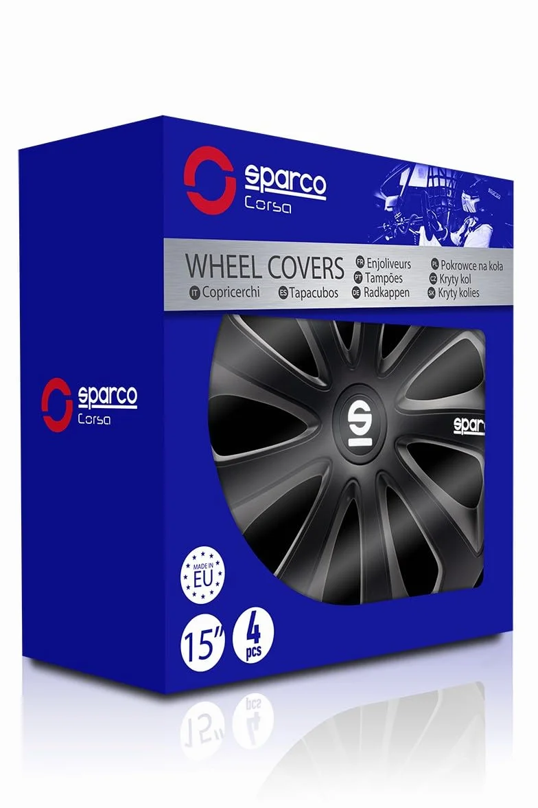 Sparco Zestaw 4 Osłon Kół 15"” Sicila SPC1570BK Czarna Osłona Kół Samochodowych