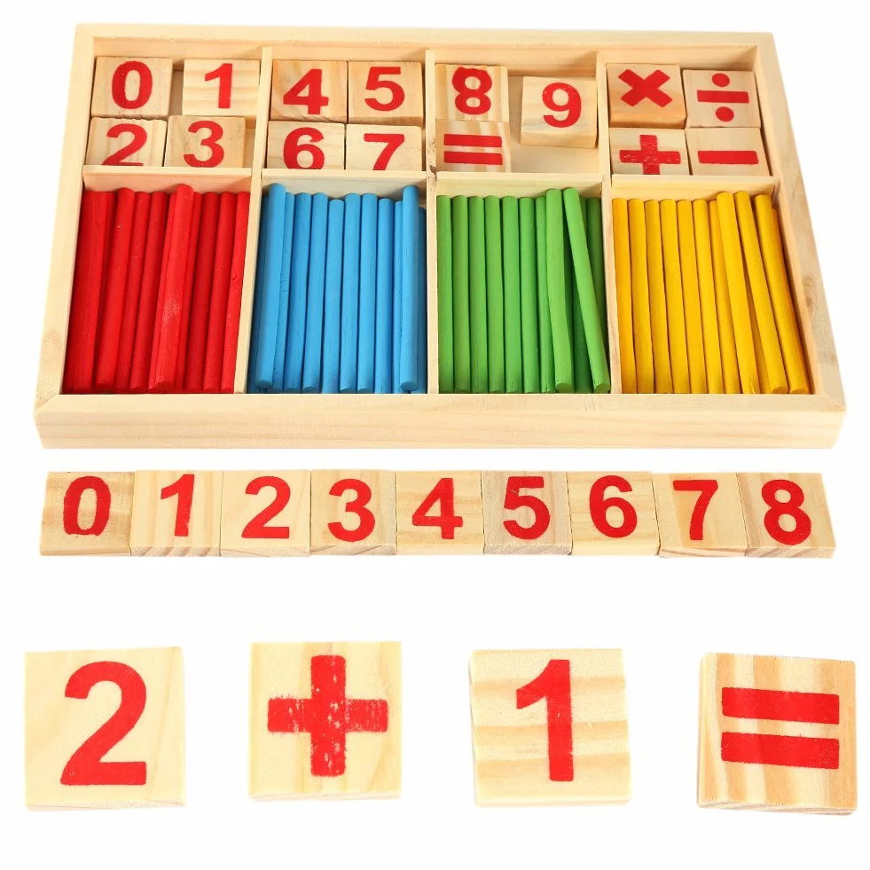 Kolorowe drewniane zabawki dla dzieci, zabawki do matematyki, zabawki edukacyjne, klocki, pręty liczące, drewniana inteligencja matematyczna, wielokolorowa