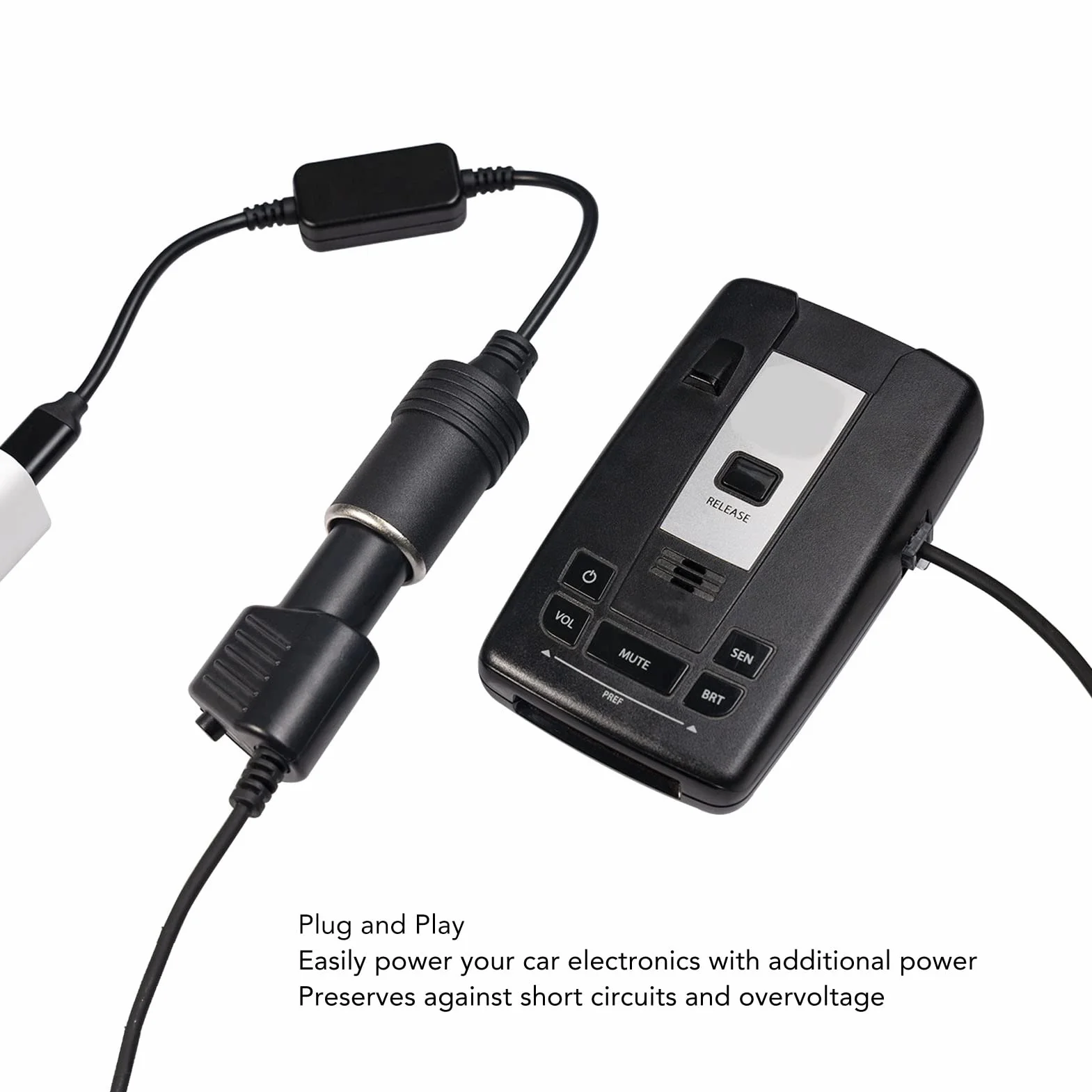 Gniazdo Zapalniczki Samochodowej 5V USB C Męski na 12V żeński Konwerter Zasilacza 11.8in