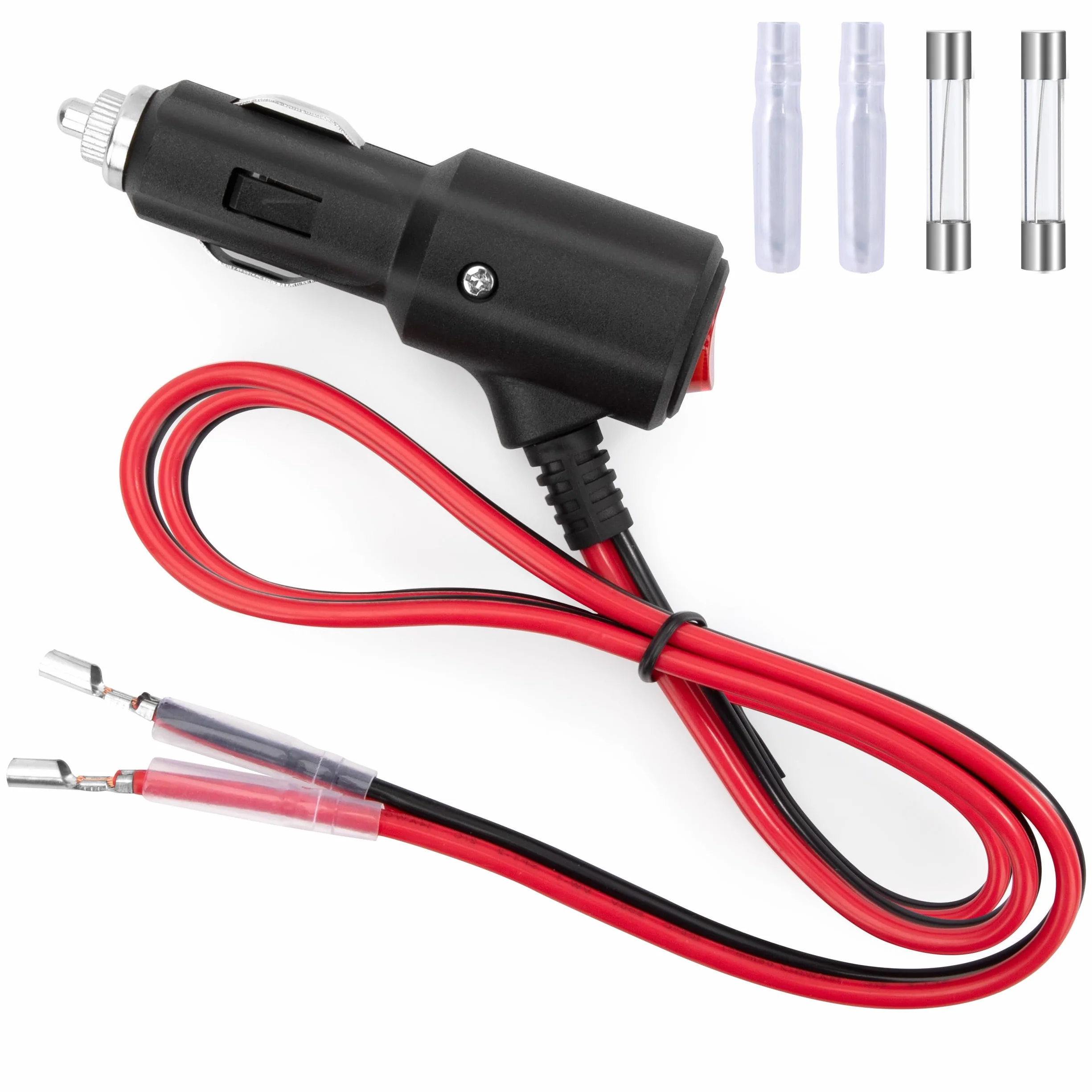Wtyczka do zapalniczki samochodowej 12V/24V z przełącznikiem, przedłużacz 1m, 14 AWG, bezpiecznik 15A