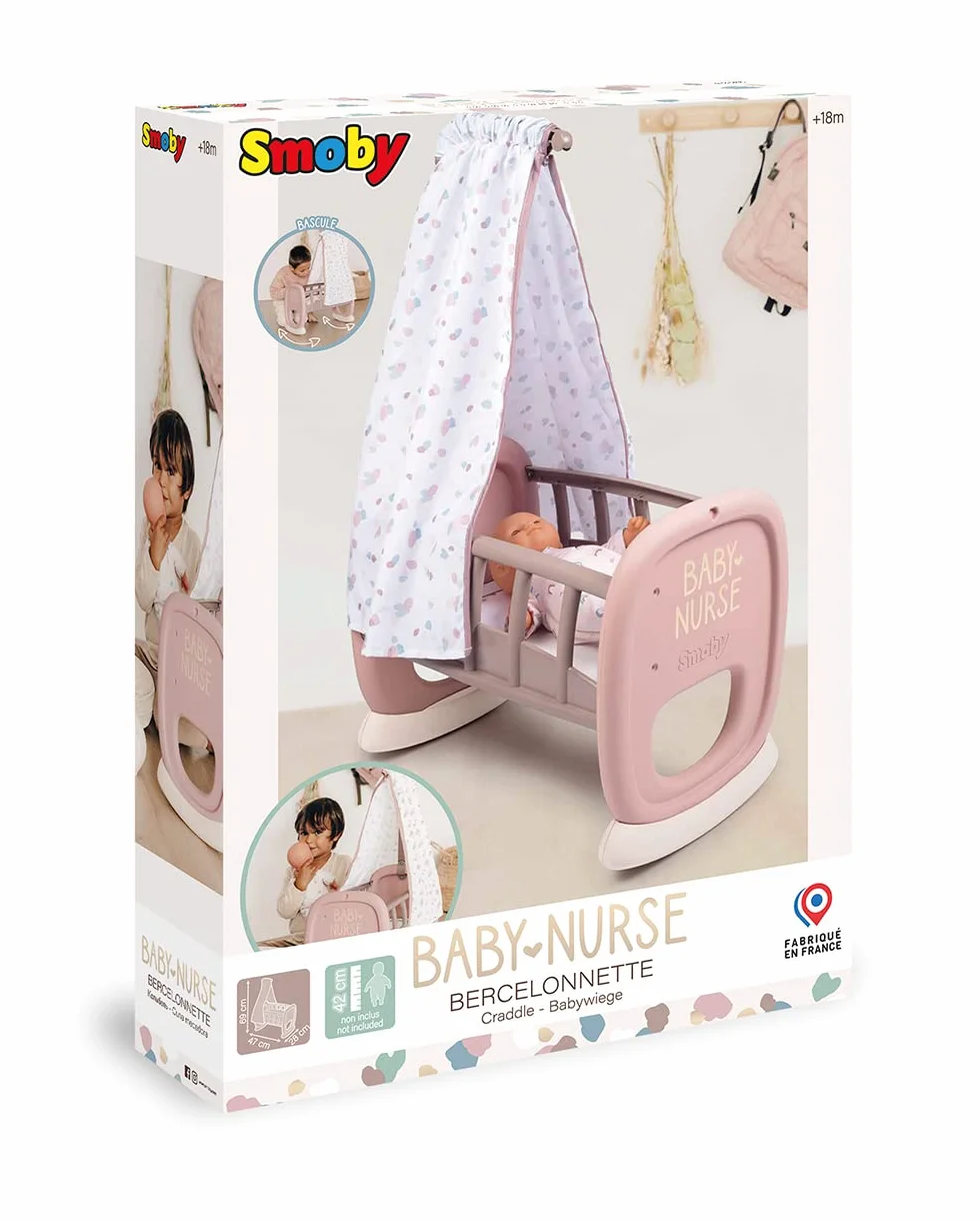 Smoby Toys 220373 Baby Nurse kołyska dla lalek z niebem