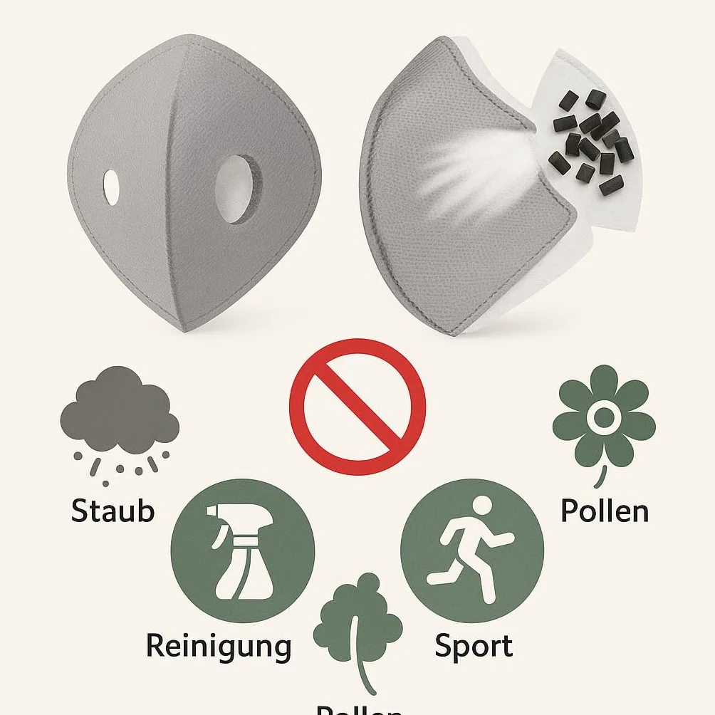 Relief Care maska sportowa, przeciwpyłowa z filtrem z węglem aktywnym, do jazdy na motocyklu i rowerze, przeciw alergii na pyłki, nadaje się do prania