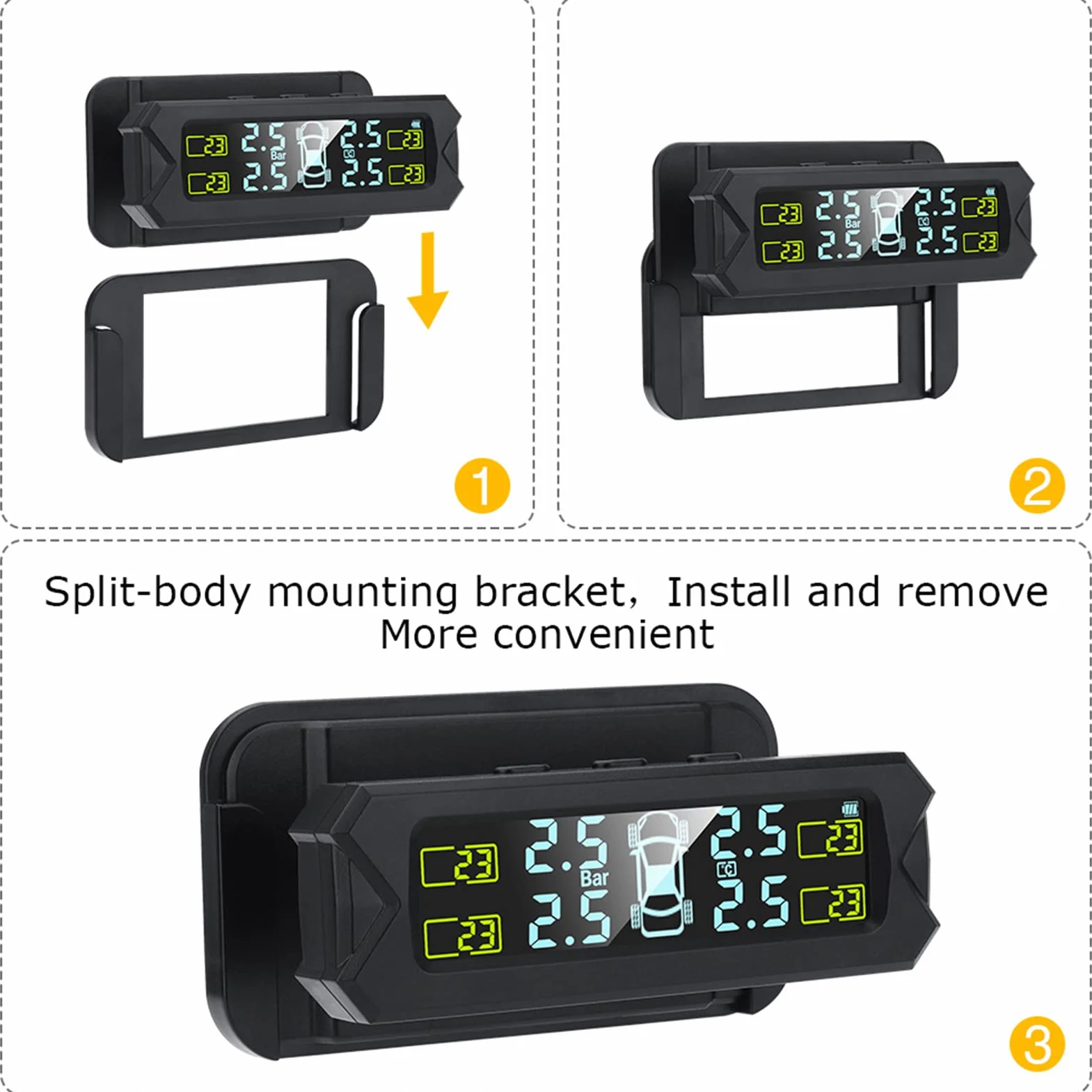Shkalacar USB/Solar TPMS 0-81 PSI system monitorowania ciśnienia w oponach z 4 czujnikami