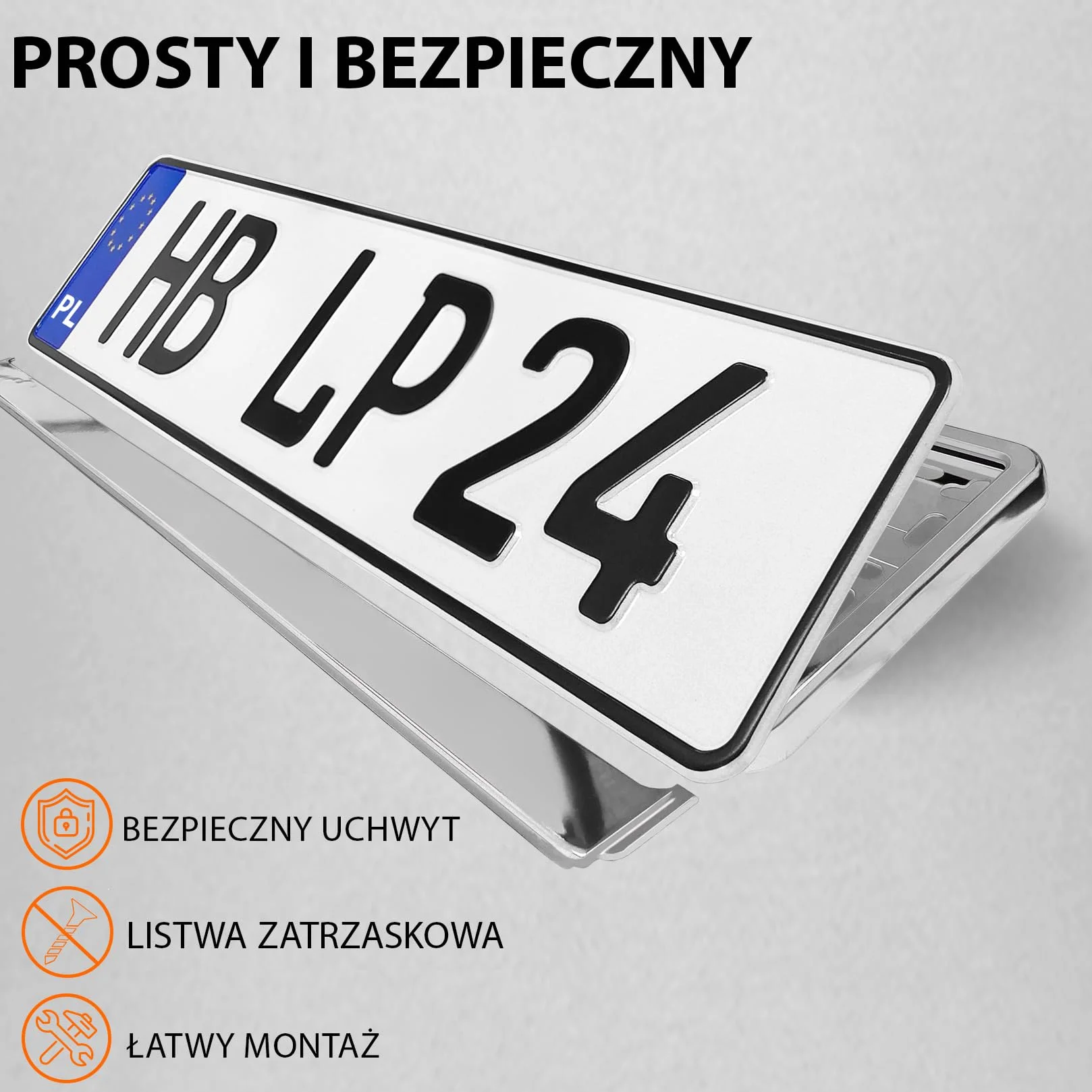 Uchwyt tablicy rejestracyjnej chrom 520x110 mm 2 szt. Ramka do tablic rejestracyjnych PL