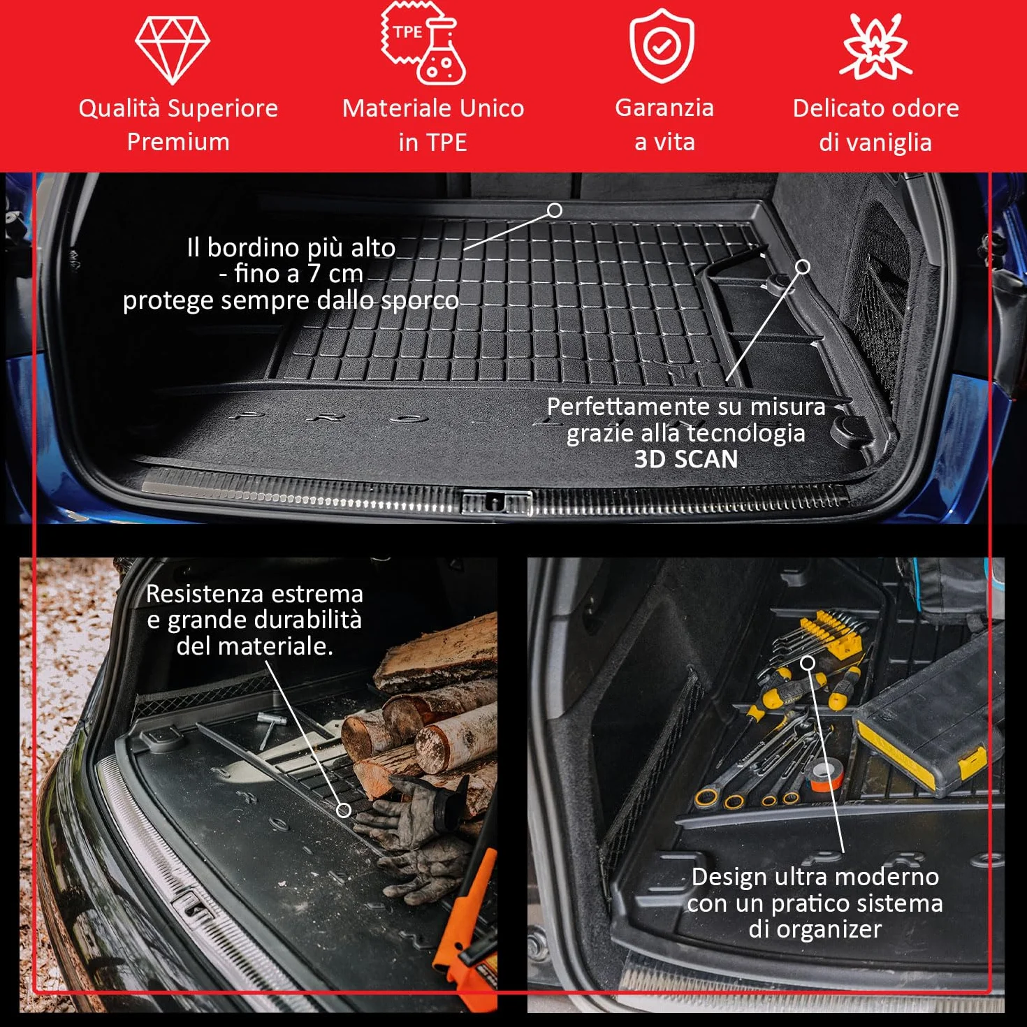Wanna do bagażnika ProLine 3D do JEEP Wrangler Unlimited JL 2018 gumowa