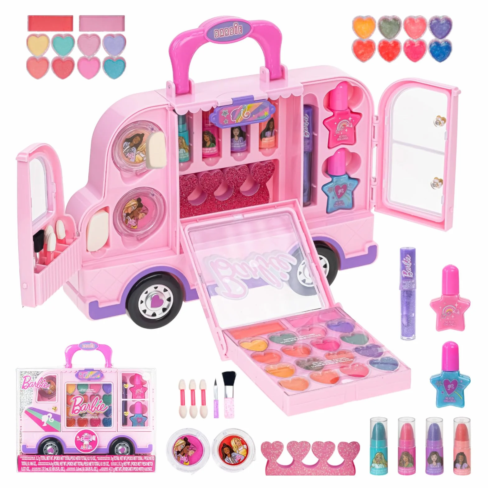 Zestaw do makijażu Barbie-Auto dla dziewczynek, prawdziwy zmywalny zestaw do makijażu, DIY-makijaż dla 6, 7, 8, 9, 10, 11 i 12 latek od Townley Girl