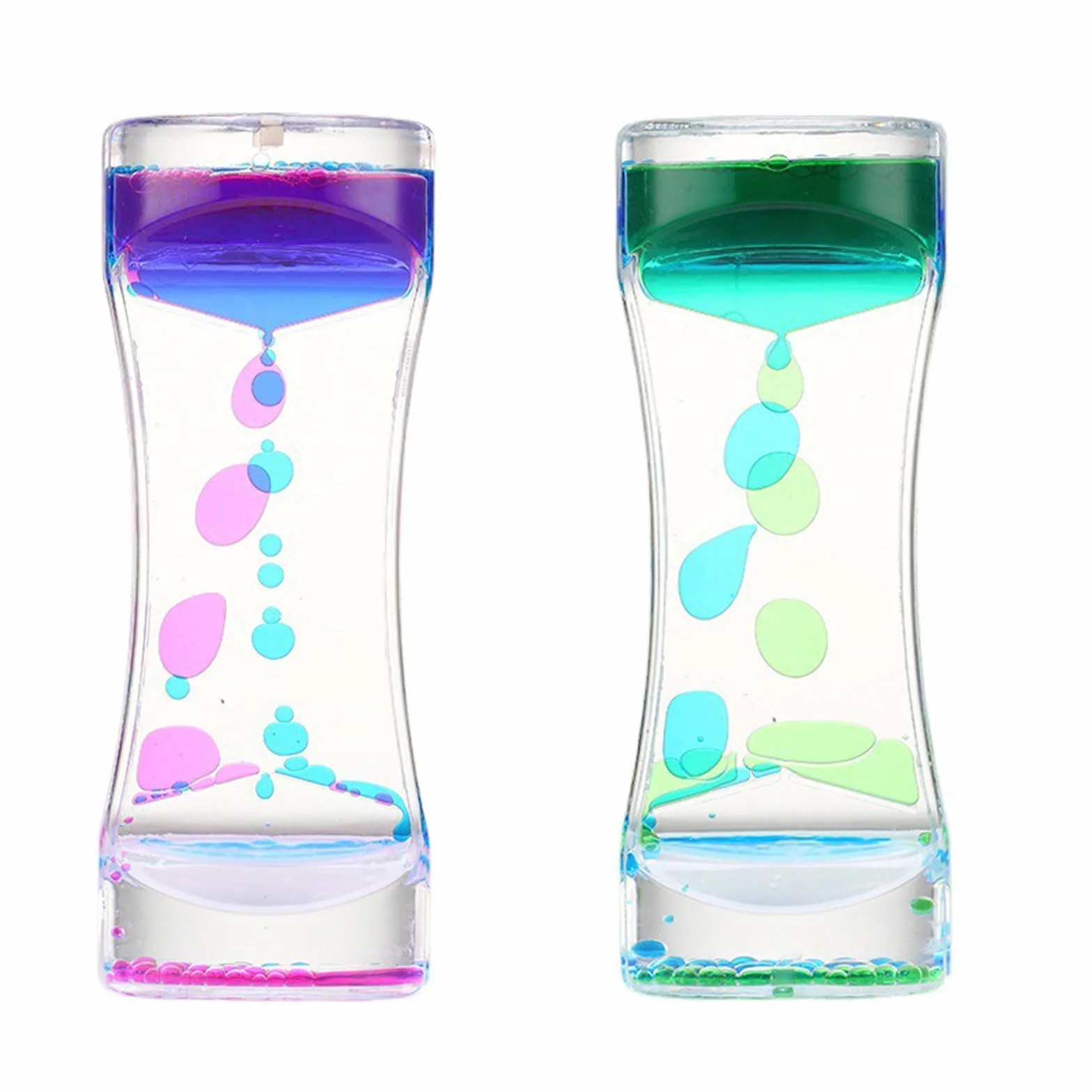 Timer sensoryczna klepsydra, 2 szt., płynna, kolorowa, płynna, ruchowa, bąbelkowa, timer, zabawka sensoryczna do autyzmu, potrzeb sensorycznych, ADHD, redukcja stresu