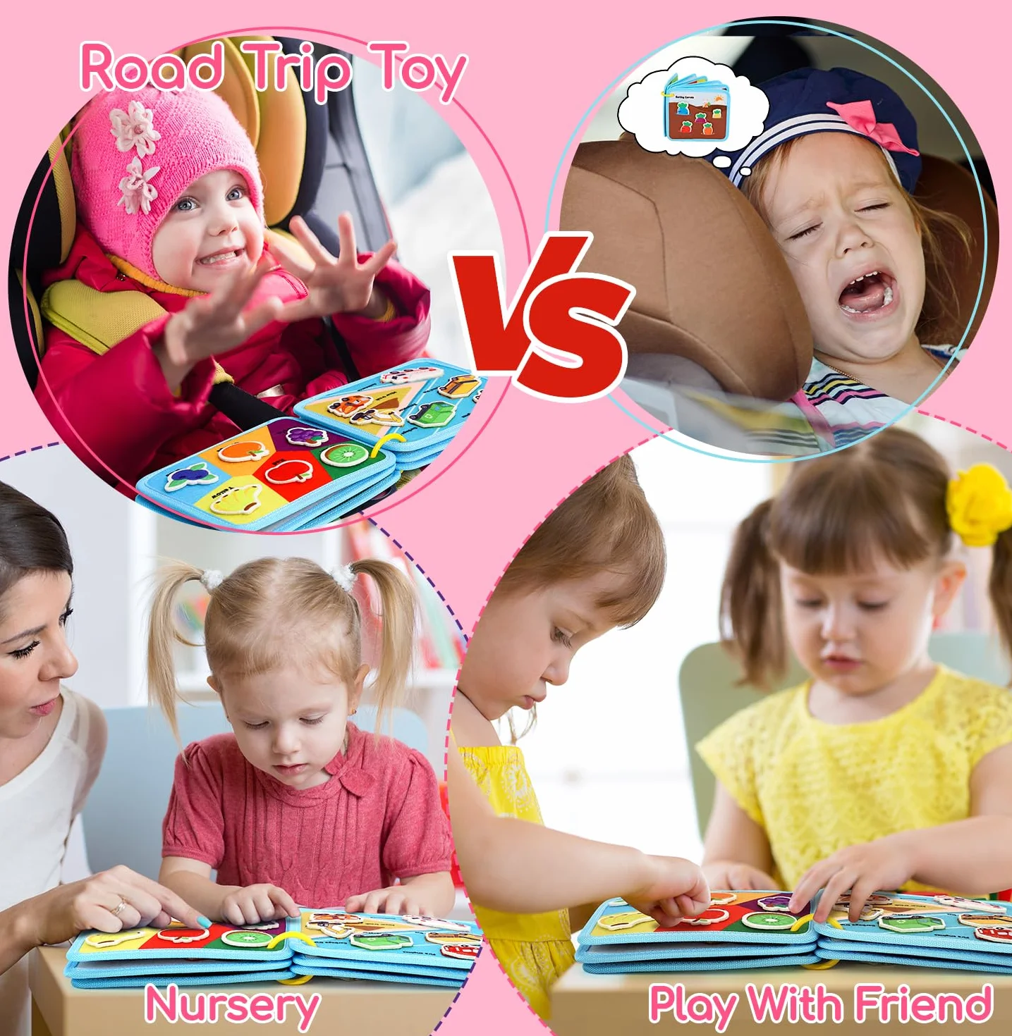 Lehoo Castle Busy Board Montessori zabawka dla dzieci od 1, 2, 3 lat, zabawka motoryczna, 12 w 1, Busy Quiet Book, prezent dla chłopców i dziewczynek, zabawka edukacyjna, deska motoryczna do podróży,