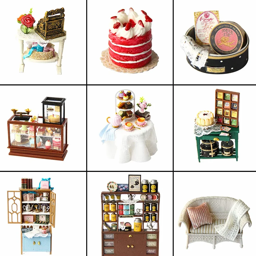 CUTEBEE Miniatura Dla Lalek Z Meblami,DIY Drewniany Domek Dla Lalek Plus Odporny Na Kurz I Ruch Muzyczny,Pomysł Na Pokój Kreatywny W Skali 1:24