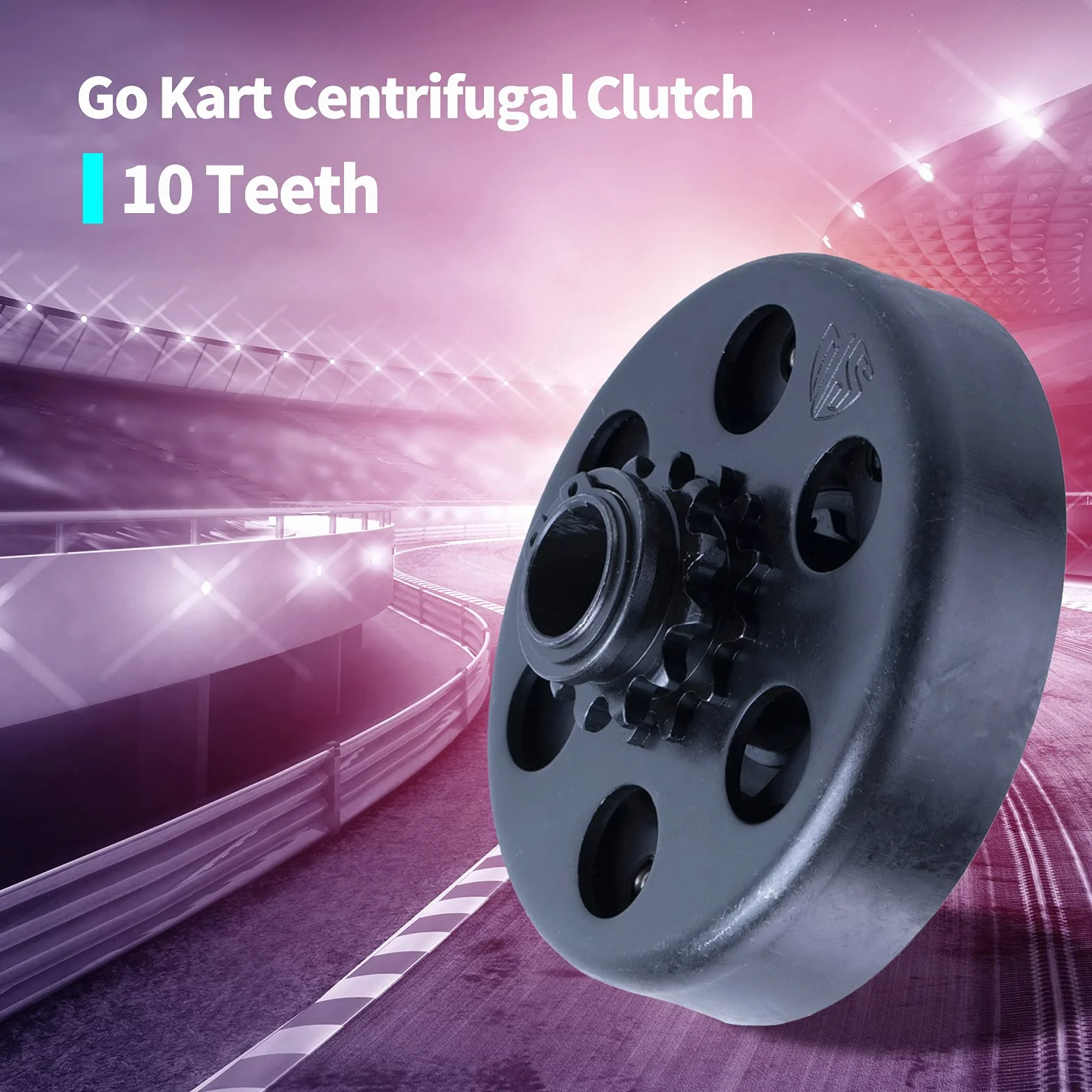 Go Kart Centrifugal Clutch 10 Teeth wewnętrzny otwór 19,05 mm z łańcuchem 40/41/420 wytrzymały Centrifugal Clutch 3/4" Bore 3/16 Key Built In Replacement for Go-Kart Bike Engine - Black