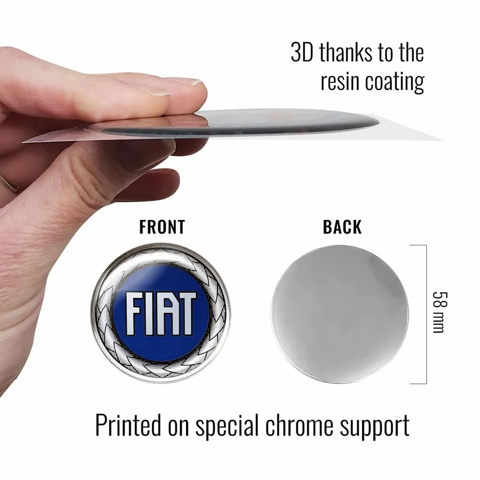 Fiat 21208 Naklejka 3D Logo Niebieskie 58 mm