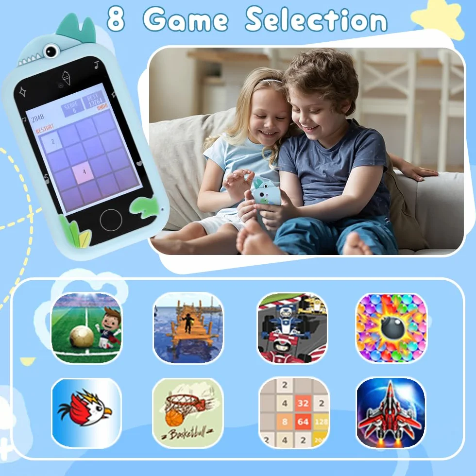 Smartfon zabawka dla dzieci, podwójny aparat z przodu i z tyłu, audiobooki, bajki, wiedza, nauka, gry mobilne, edukacyjne zabawki elektroniczne, z kartą 16 GB