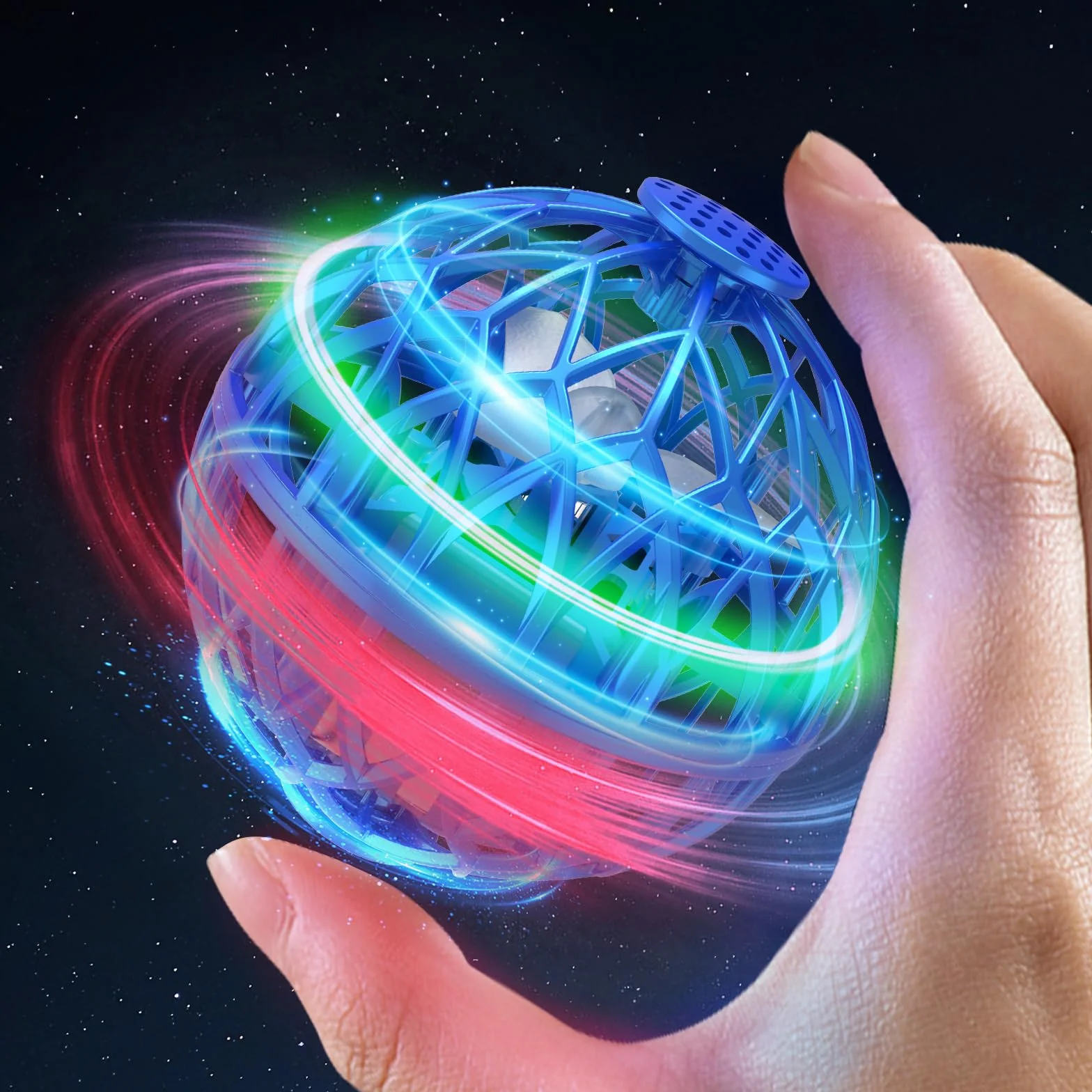 OBEST UFO Mini Drone Enfant,MINI Balle Volante Lumineuse,Hand Spinners LED,Flying Ball Sur La Paume,Toupie Enfant,Boule Volante Lumineus