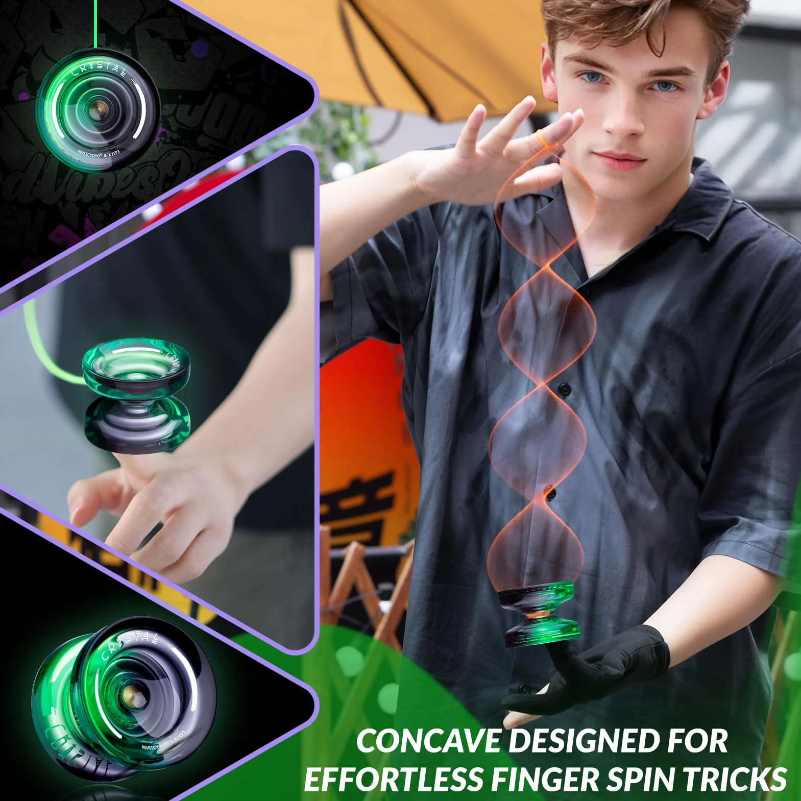 MAGICYOYO Crystal Yoyo K2 dla dzieci, responsywna i niereagująca piłka do yoyo, magiczna sztuczka jo-jo dla początkujących i dorosłych, dwufunkcyjne jo-jo z 12 strunami, etui, zestaw akcesoriów