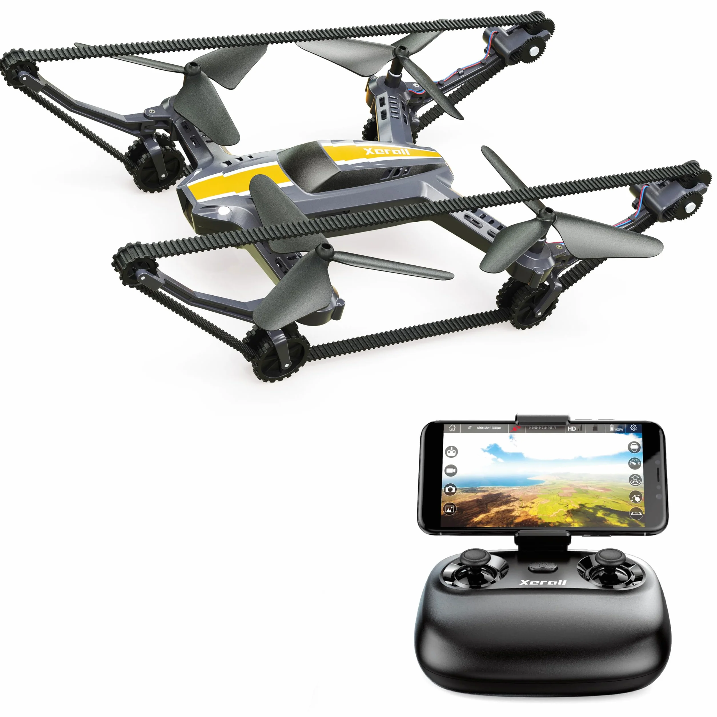 X-TANKCOPTER Hybrid Quadcopter-Tank Drone, HD Camera, Smartphone App, VR Goggles FPV, 2.4GHz'